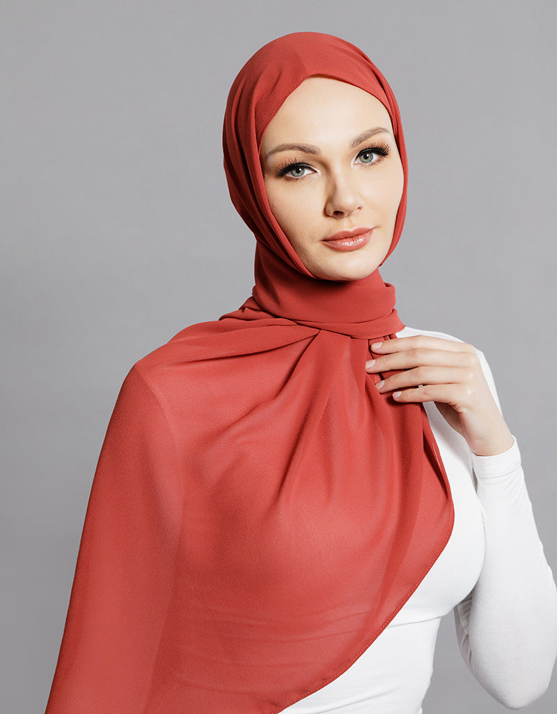 Elegant Chiffon Shawl in Shades of Red - Lightweight Scarf for Women - Perfect for Weddings, Parties & Evening Events