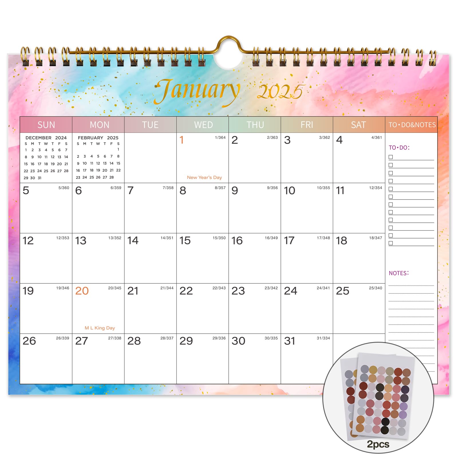 2025-2026 Wall Calendar - 18 Months from January 2025 to June 2026 | 11x8.5 Inch Monthly Planner with Julian Dates | Premium Thick Paper | Perfect for Home, Office & Holiday Gifting (Colorful Design)