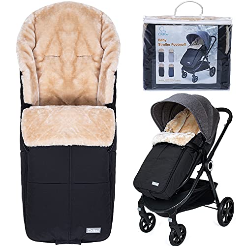 Orzbow Universal Wool Warm Bunting Bag for Stroller - Waterproof Toddler Footmuff for Cold Weather, Alaska & Outdoor Use - Black | Perfect for Winter Walks, Baby Stroller Protection & Snowy Adventures