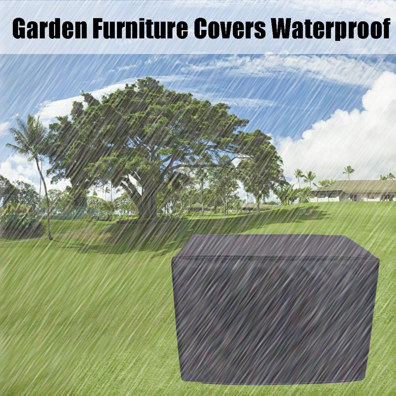 Waterproof 420D Oxford Fabric Patio Furniture Covers - Rectangular Garden Table & Chair Protector, UV-Resistant Outdoor Furniture Set Cover for All Weather Protection | Perfect for Backyard, Deck, and Poolside Use