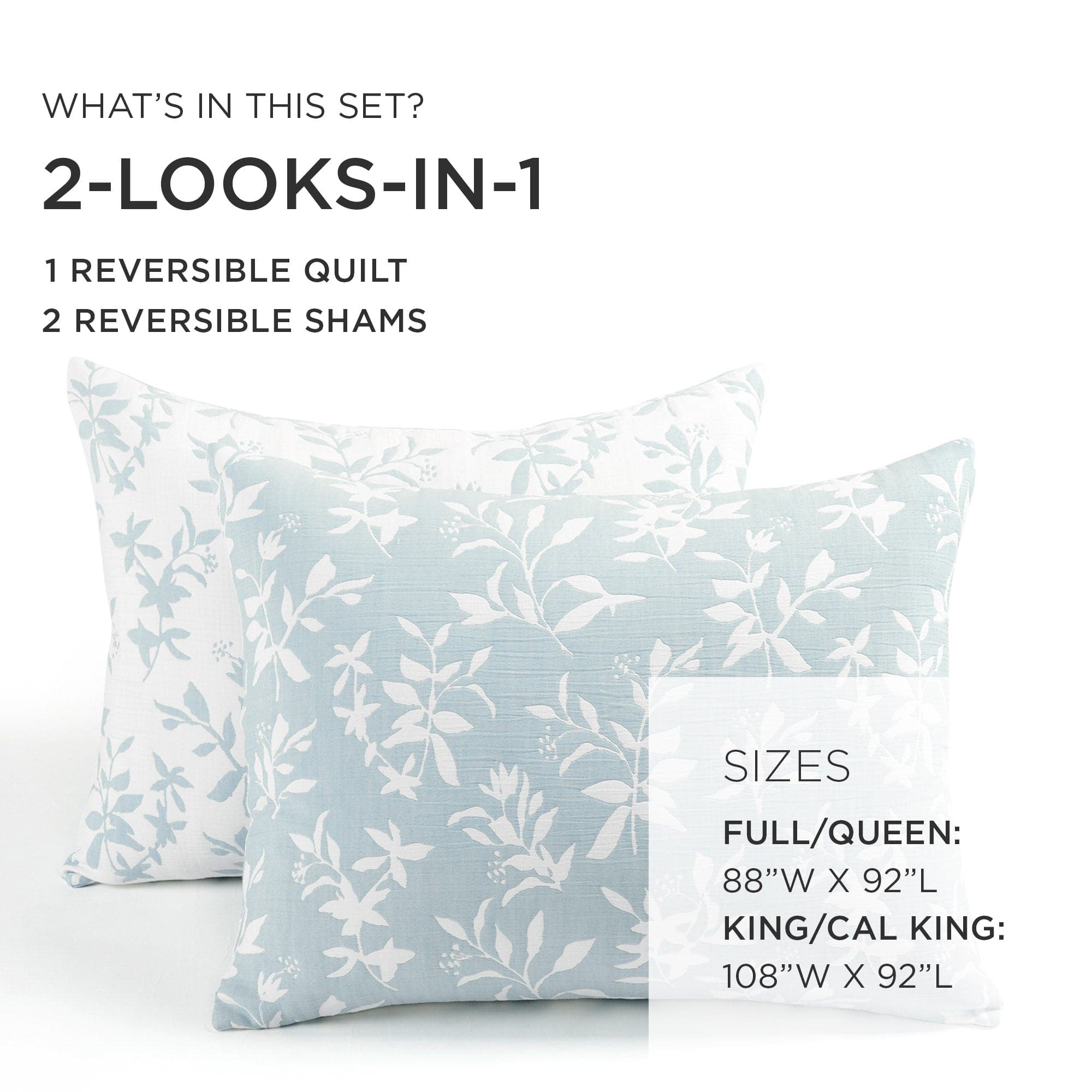 Floral Jacquard Reversible Soft Matelassé 3-Piece Quilt Set - Queen Size Bedding for Cozy Bedroom Decor
