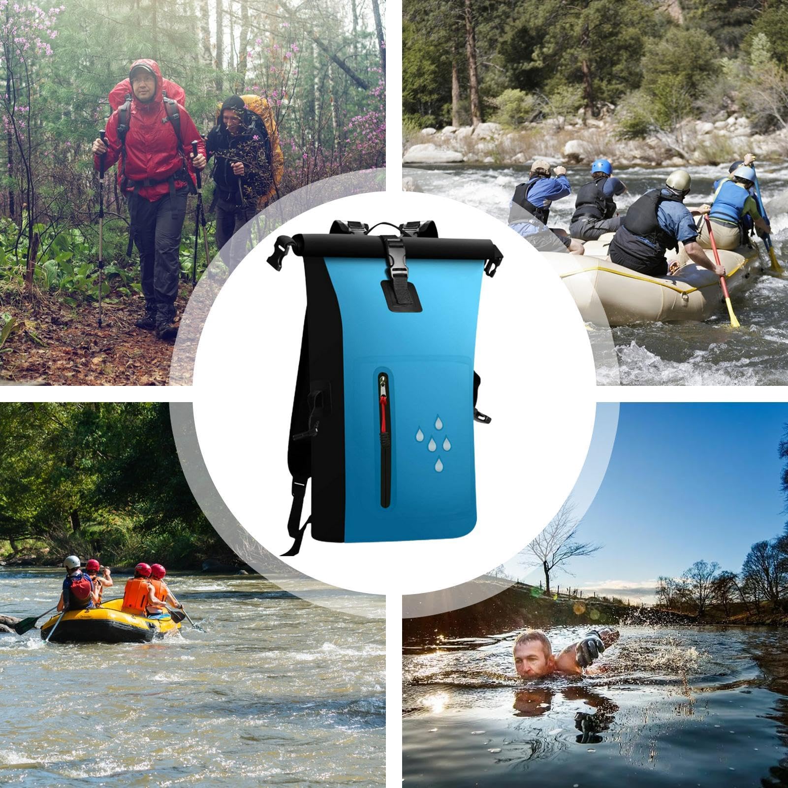 Waterproof Kayak Dry Bag for Women - Lightweight PVC Dry Backpack for Rafting, Outdoor Adventures & Water Sports | Multi-Functional Dry Sack for Camping, Hiking & Beach Activities