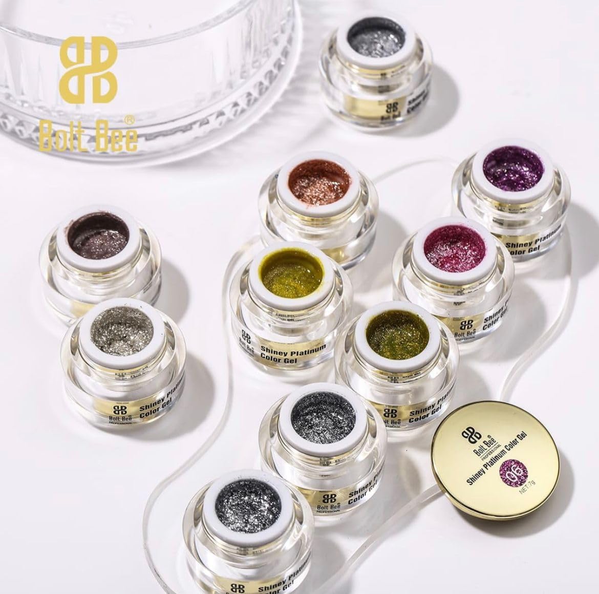Bolt Bee Glitter Gel Nail Polish Set - 10 Colors Long Lasting Nail Polish Kit (10g Each) for Professional & DIY Manicure - Perfect for Parties, Weddings & Special Occasions