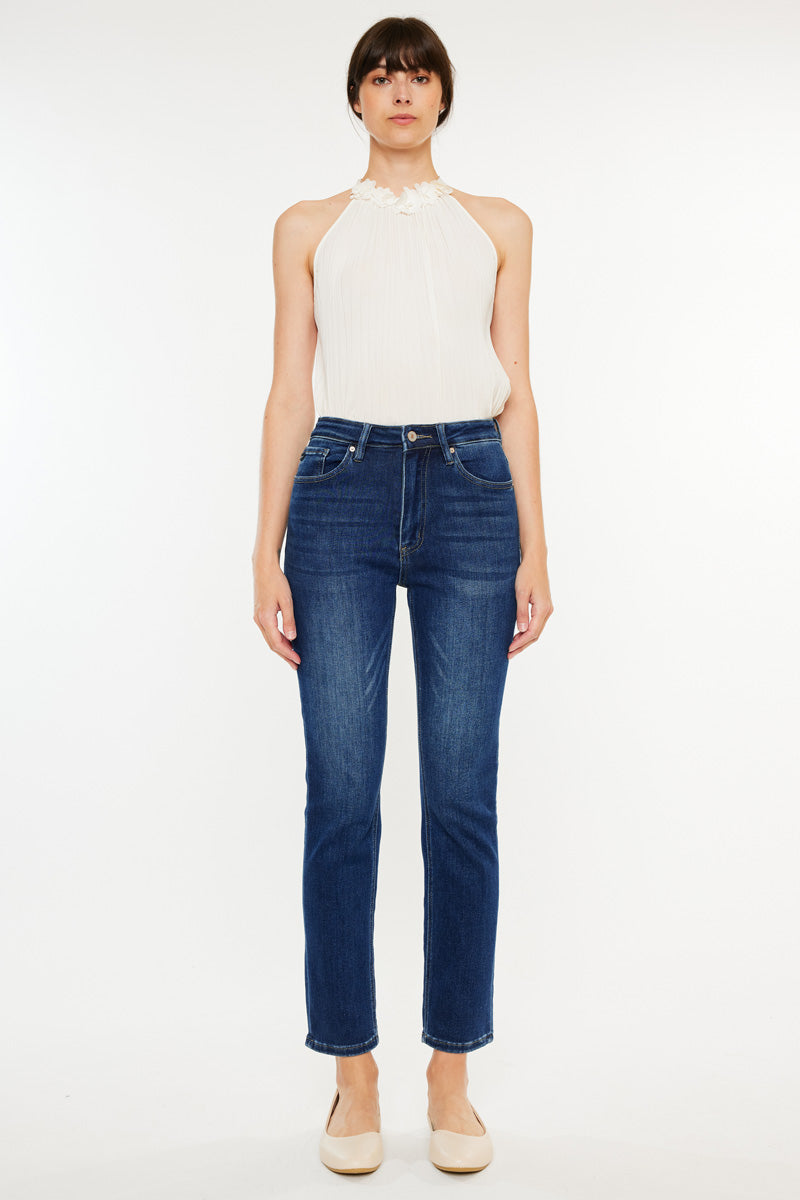 Adaline Essentials High Rise Slim Straight Leg Jeans for Women - Comfortable Stretch Denim Pants for Casual Wear, Office & Everyday Outfits