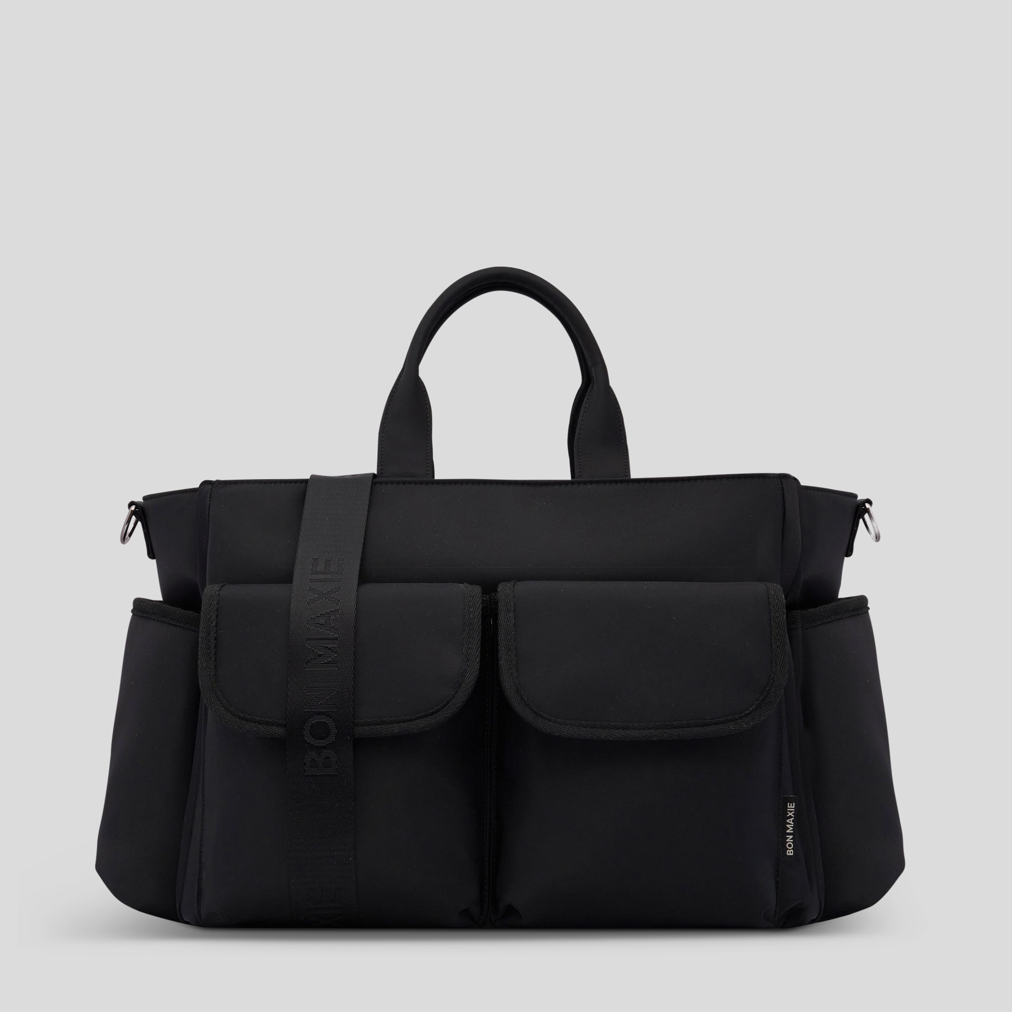 Stylish Black Nylon Multi-Pocket Tote Bag for Women - Spacious Everyday Carryall with Multiple Compartments - Perfect for Work, Travel, Shopping & Gym