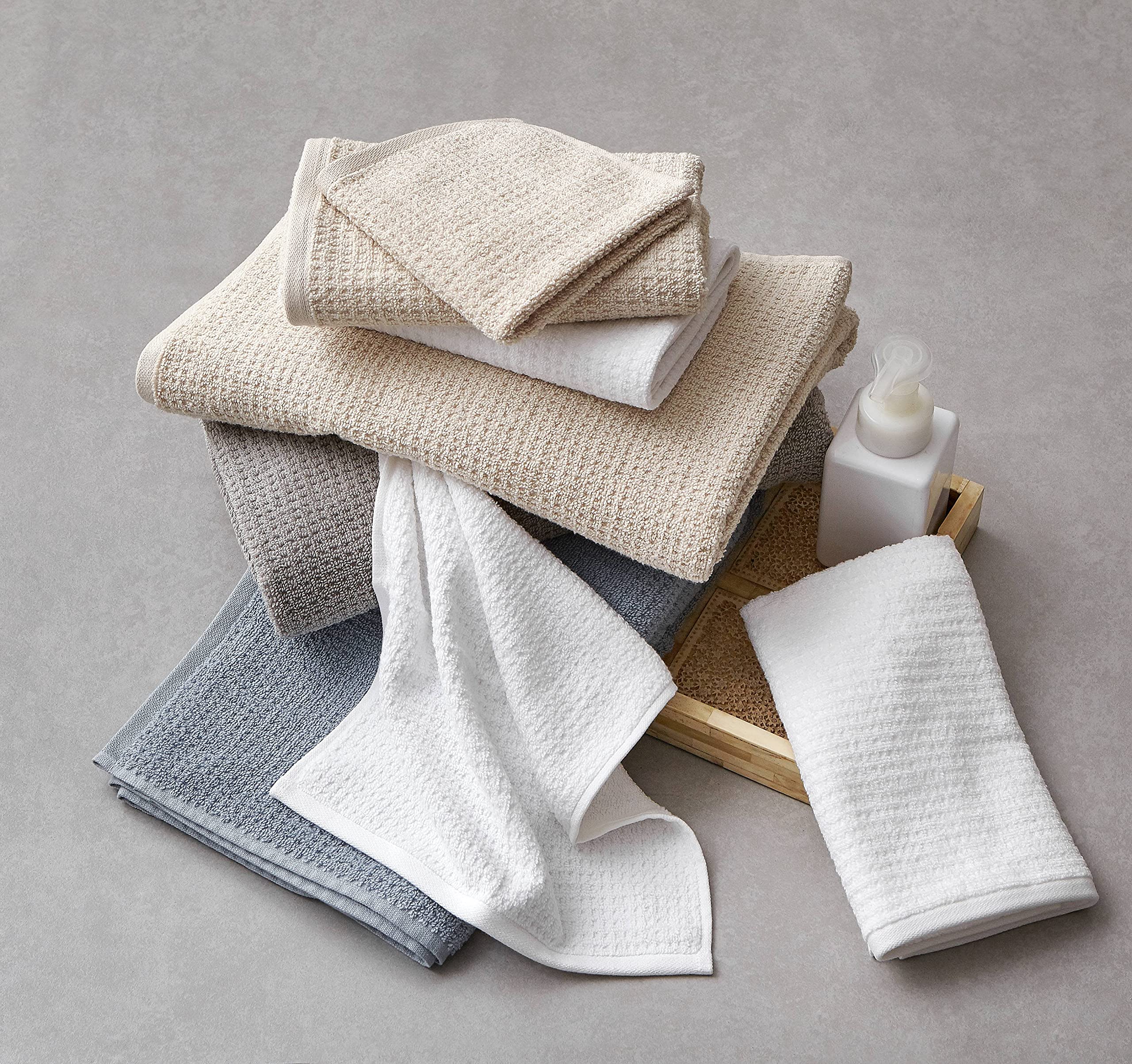 Nautica Luxury Bath Towels Set - 8-Piece Ultra Absorbent & Quick Dry Towels, Oeko-Tex Certified for Softness & Safety, Modern Bathroom Essentials (Oasis Beige) - Perfect for Spa, Hotel, and Home Use