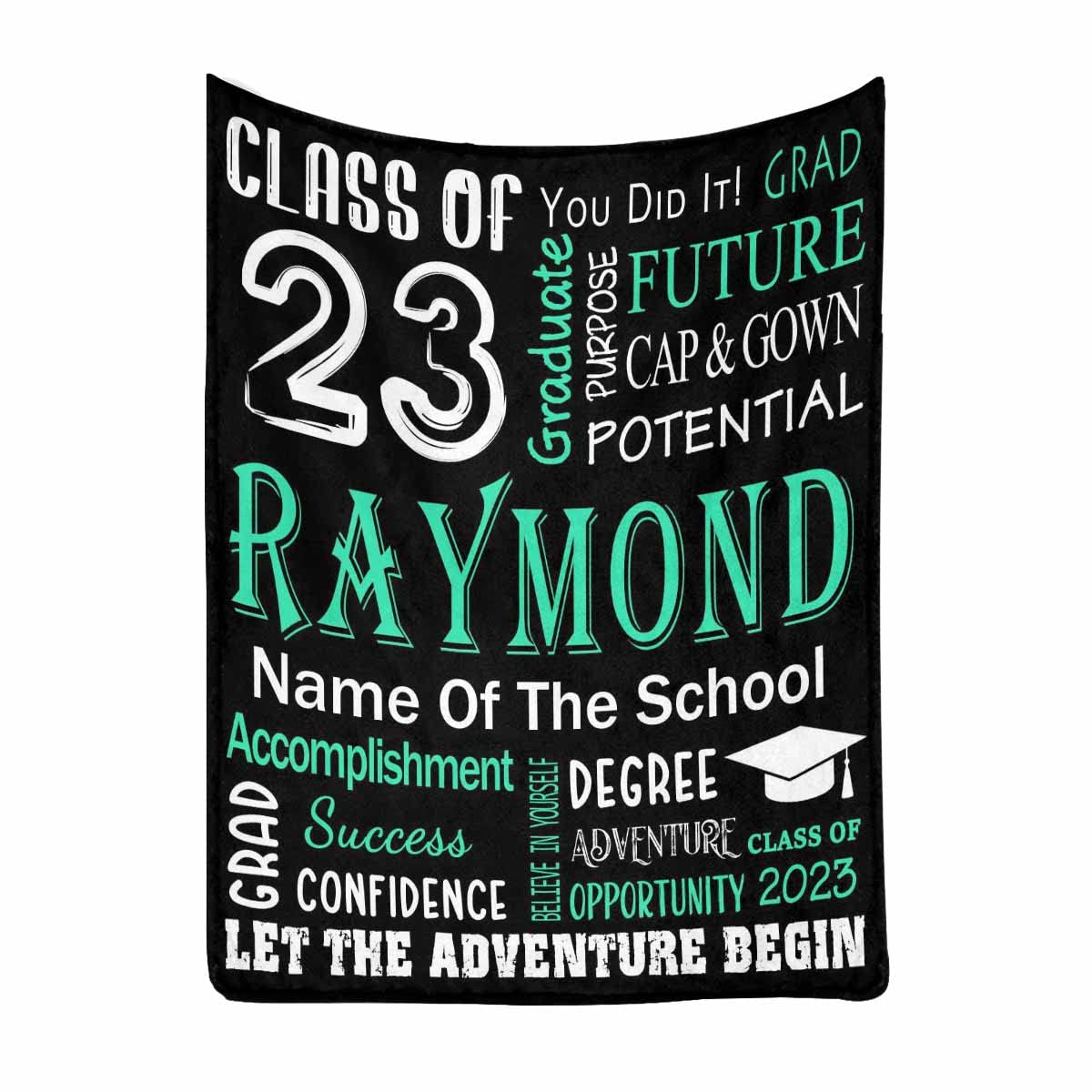 Personalized Graduation Blanket 2023 - Custom Class of 2023 Throw Blanket for Granddaughter, Boys, Girls, Women & Men - 70x80 Inch College Graduate Gift for Dorm, Home Decor & Celebration