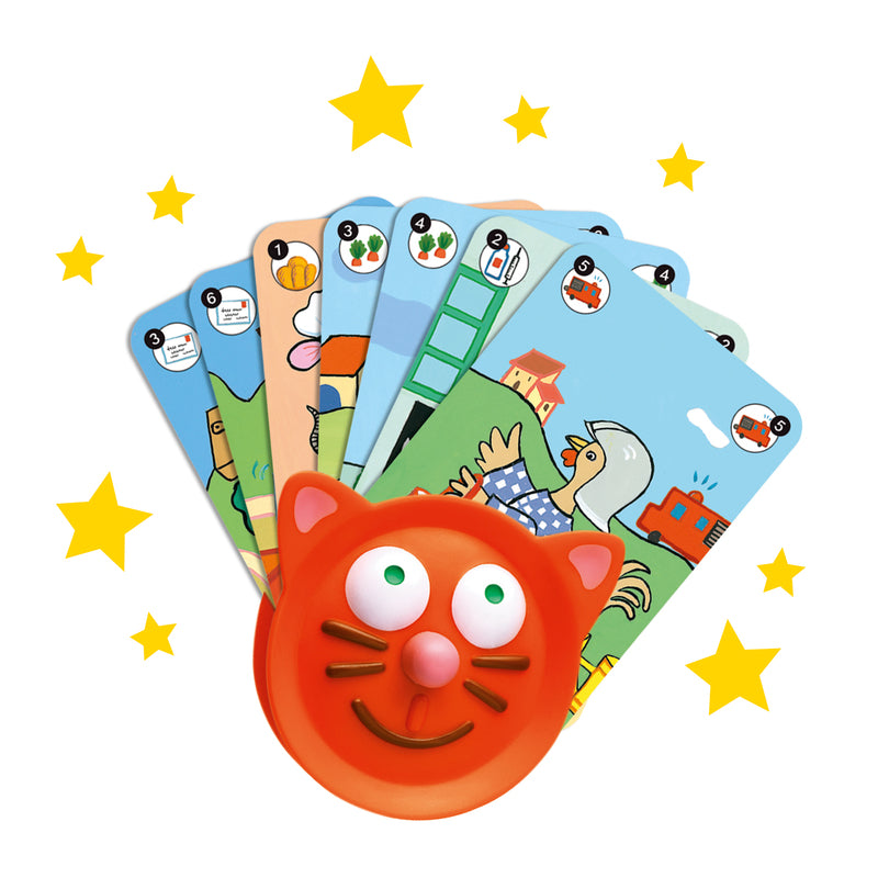 Djeco Cat Card Holder - Cute Animal-Themed Playing Card Organizer for Kids & Adults - Perfect for Game Nights, Travel, and Collectible Card Storage
