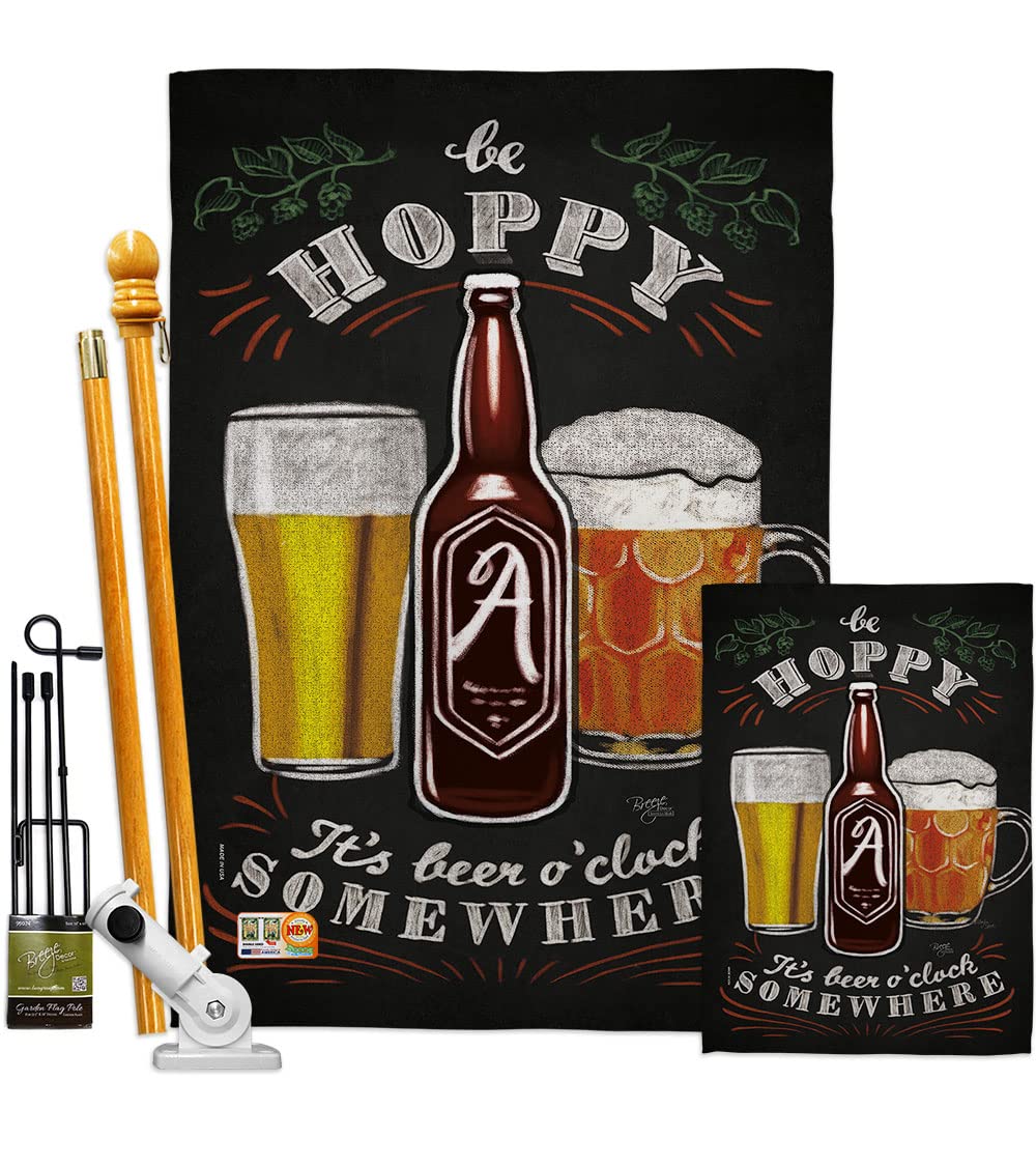Breeze Decor Double-Sided Beer Themed Garden House Flags Kit - 28x40 Inch USA-Made Yard Banner for Happy Hour, Pong Parties & Craft Beer Decor | Perfect for Backyard BBQs, Tailgating & Outdoor Entertaining