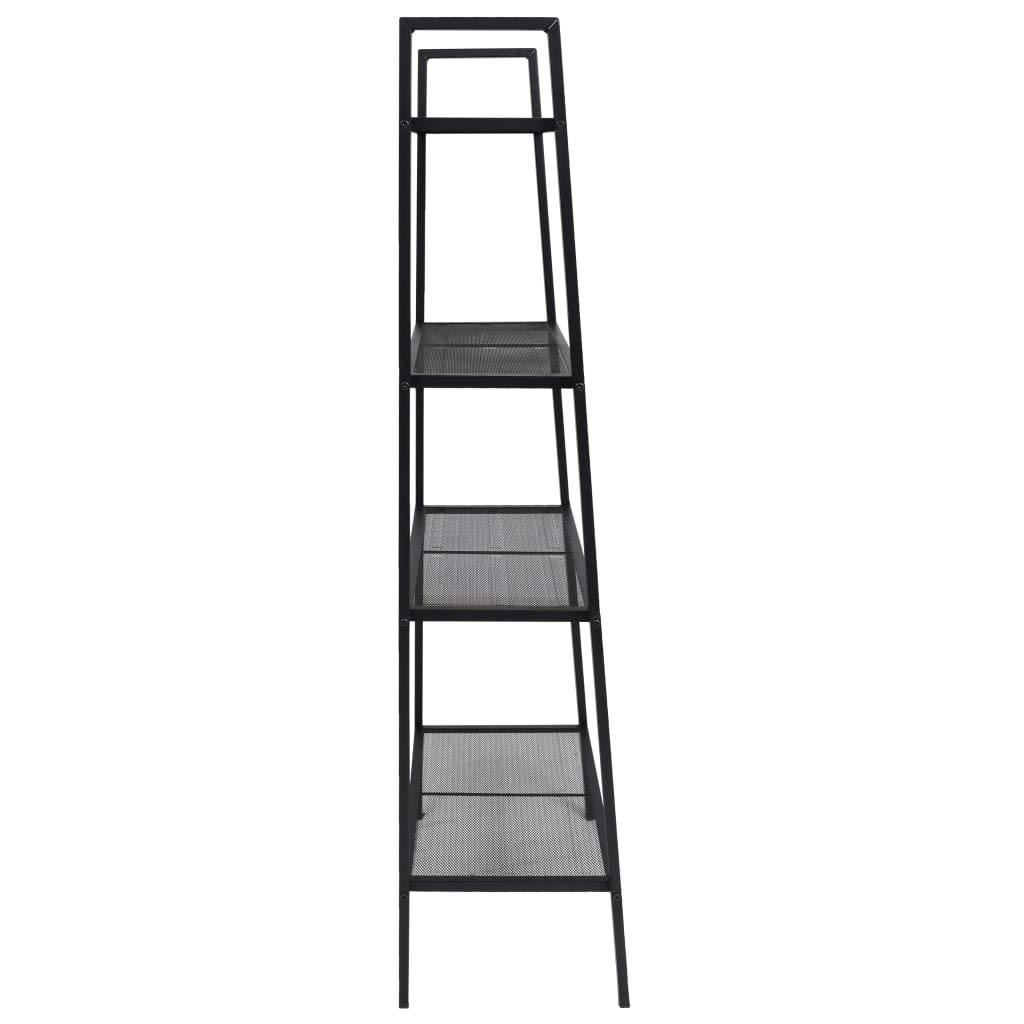 FAMIROSA 4-Tier Metal Ladder Bookcase - Black | Modern Bookshelf for Living Room, Bedroom & Office Storage