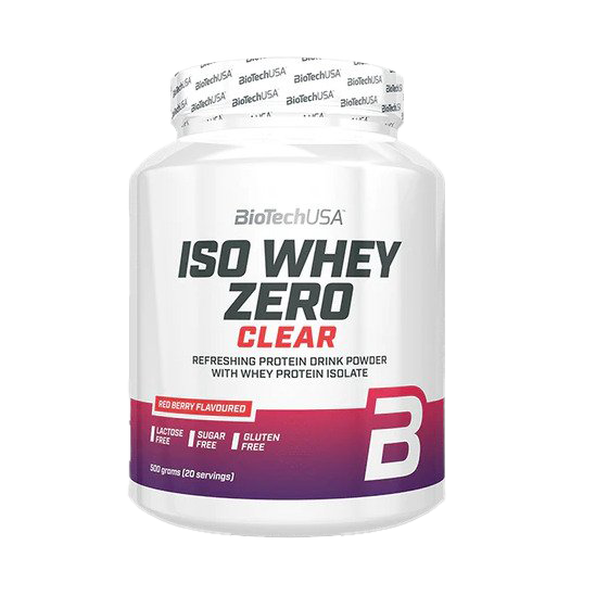 BioTechUSA Iso Whey Zero Clear Protein Powder - Red Berry Flavor, 500g | Low Carb, Lactose-Free Whey Isolate for Post-Workout Recovery & Muscle Growth