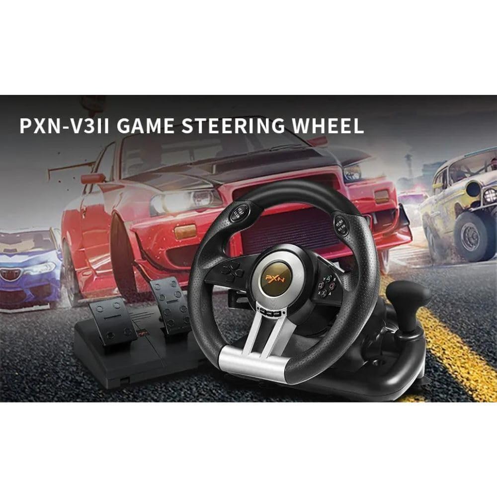 PXN V3 Racing Wheel - Universal Gaming Steering Wheel for PC, PS3, PS4, Xbox One & Nintendo Switch - Perfect for Racing Simulators & Gaming Setups