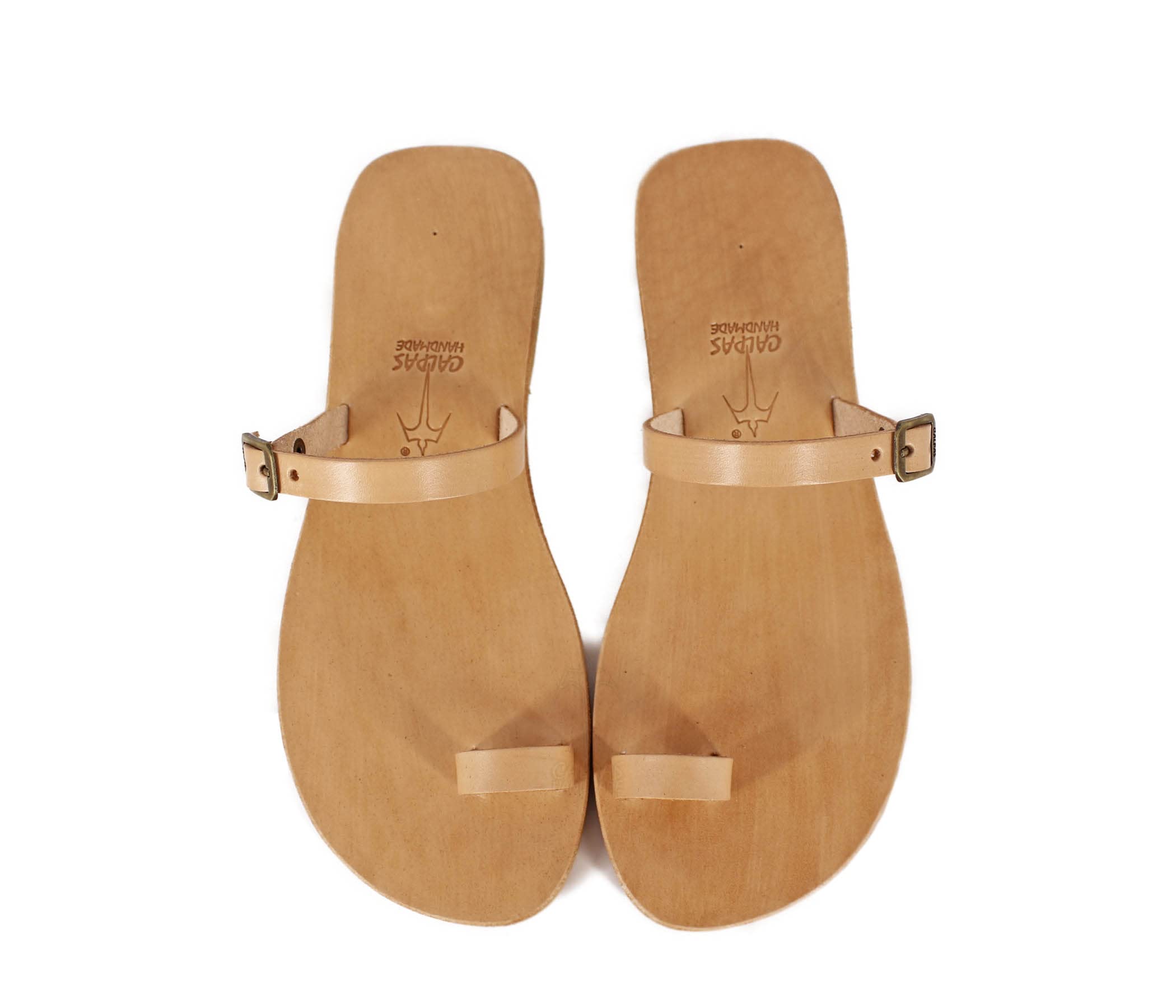 Barefoot Leather Sandals with Toe Ring - Minimalist Greek Slide Sandals for Women | Beach, Boho, Summer Outfits