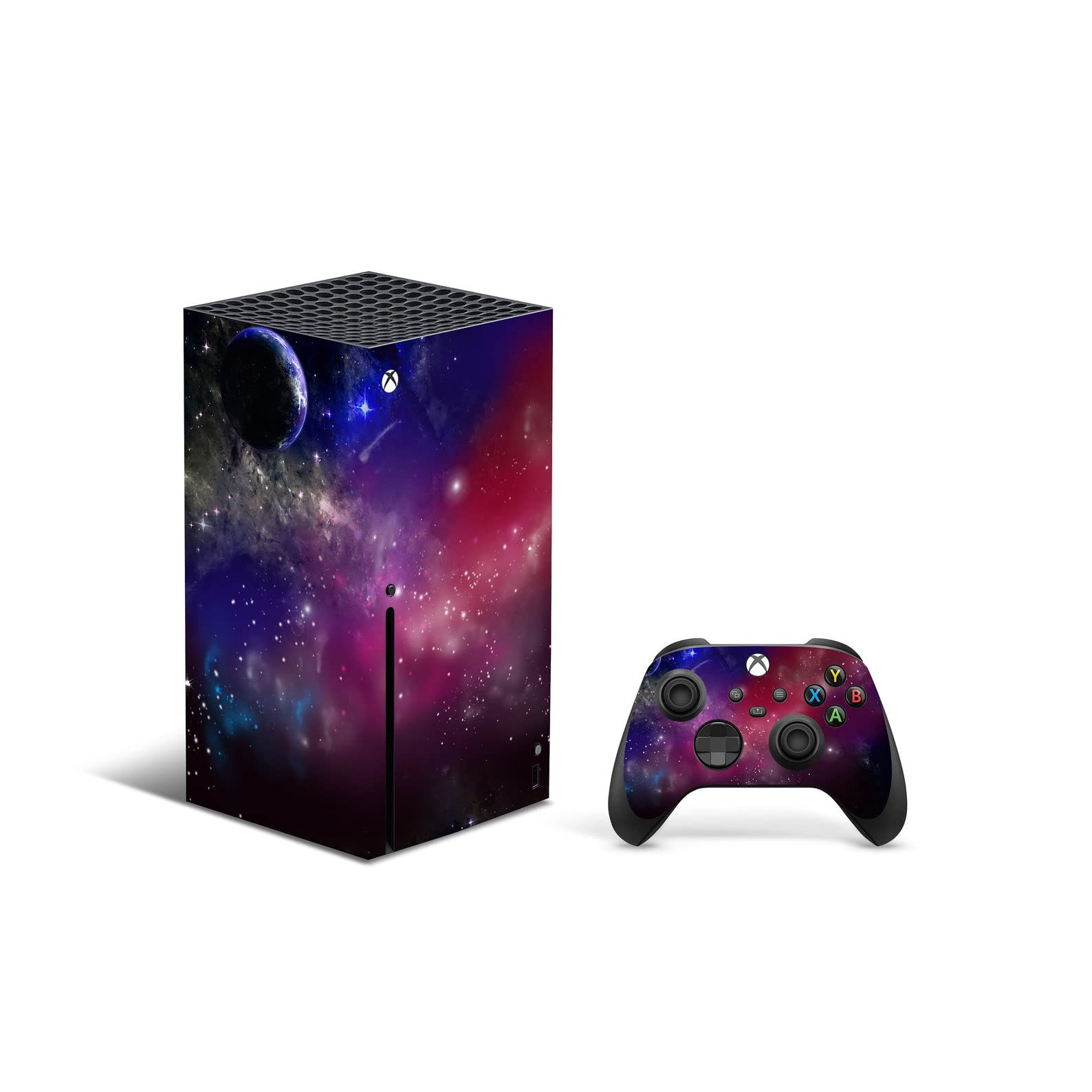 ZOOMHITSKINS Durable Bubble-Free Skin Compatible with X1 Series X - Planets Universe Space Cosmos Blue Purple Design | Made in USA | Perfect for Gaming, Home Entertainment & Console Protection