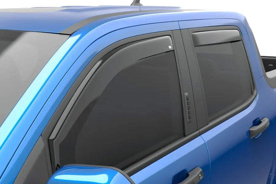 2022+ Ford Maverick Crew Cab EGR USA In-Channel Front & Rear Window Visor Set - Dark Smoke Tint | Rain Protection & UV Blocking for Trucks