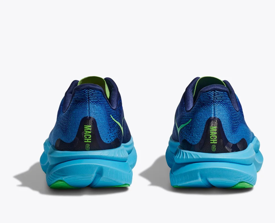HOKA Mach 6 Running Shoes for Men - Wide Width, Virtual Blue/Bellwether Blue - Lightweight Cushioned Road Running Shoes for Marathon Training & Daily Jogging