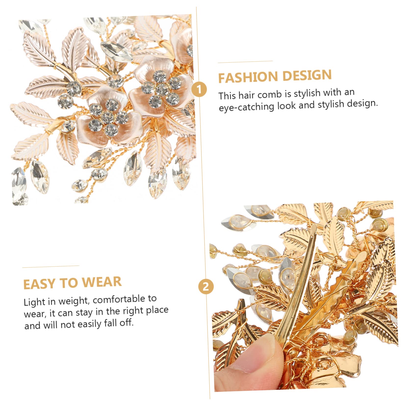 BIUDECO Rhinestone Bridal Hair Pin Set - Leaf Hair Clip & Flower Headpiece for Wedding, Prom, Bridal Shower - Elegant Bride Hair Accessories