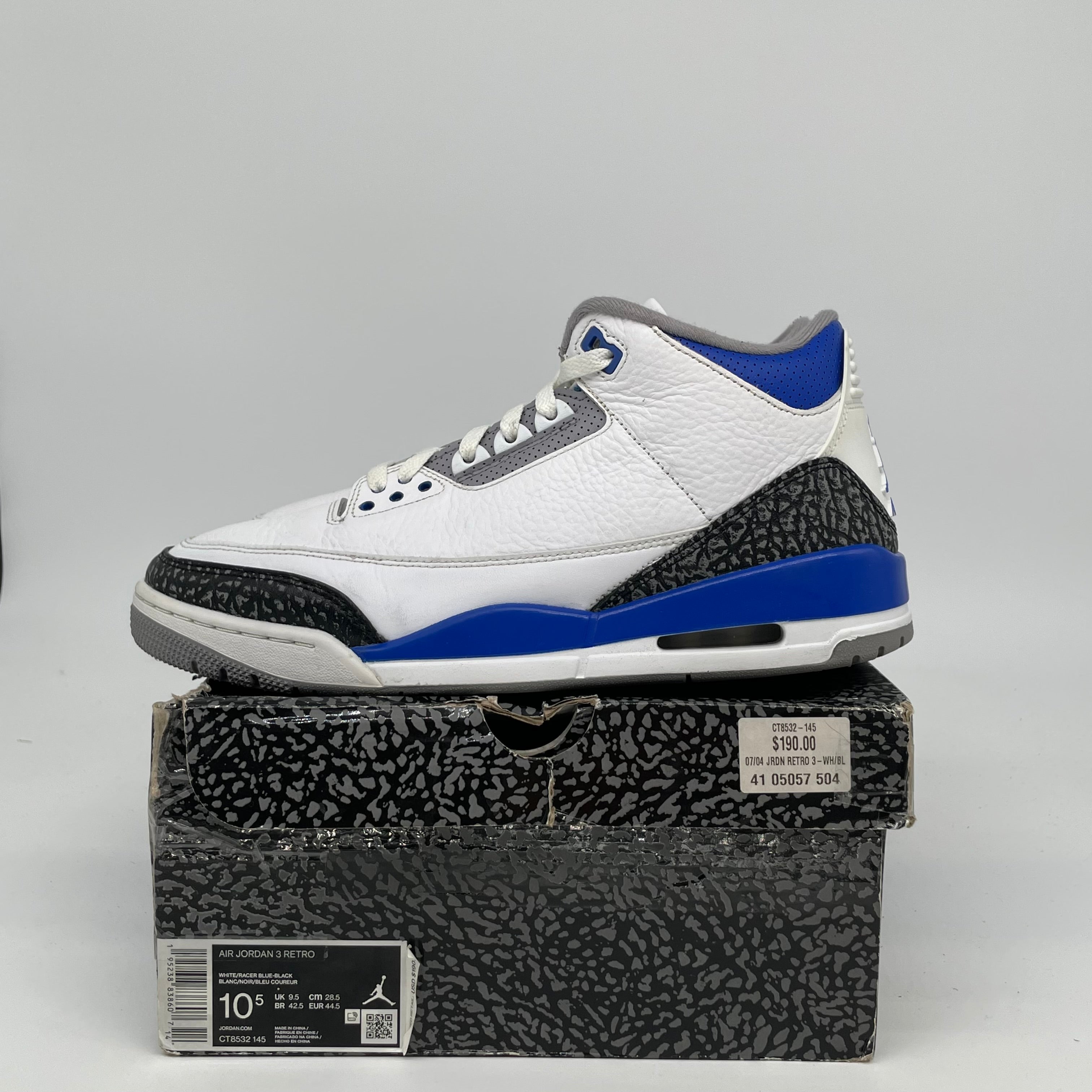 Air Jordan 3 Racer Blue Men's Basketball Shoes Size 10.5 - CT8532 145 | Retro Sneakers for Running, Training & Streetwear Fashion