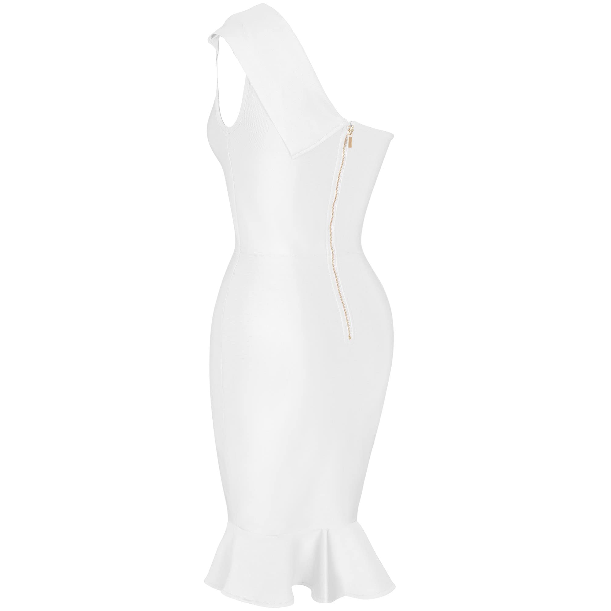 **Maketina Women's Sexy One Shoulder Bodycon Bandage Dress - Mermaid Cocktail Midi Dress for Party & Night Out | Trendy 2025 Fashion | Perfect for Clubbing, Date Night & Special Occasions**