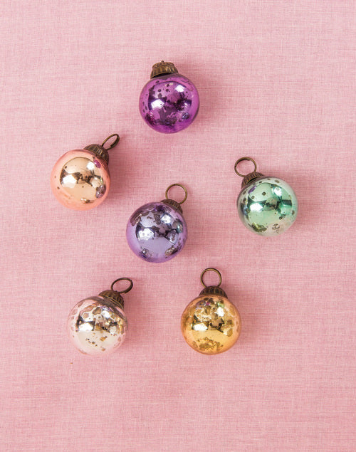 6 Pack Pastel Color Mercury Glass Ball Ornaments - Elegant Christmas Tree Decorations for Holiday, Wedding, Party & Home Décor