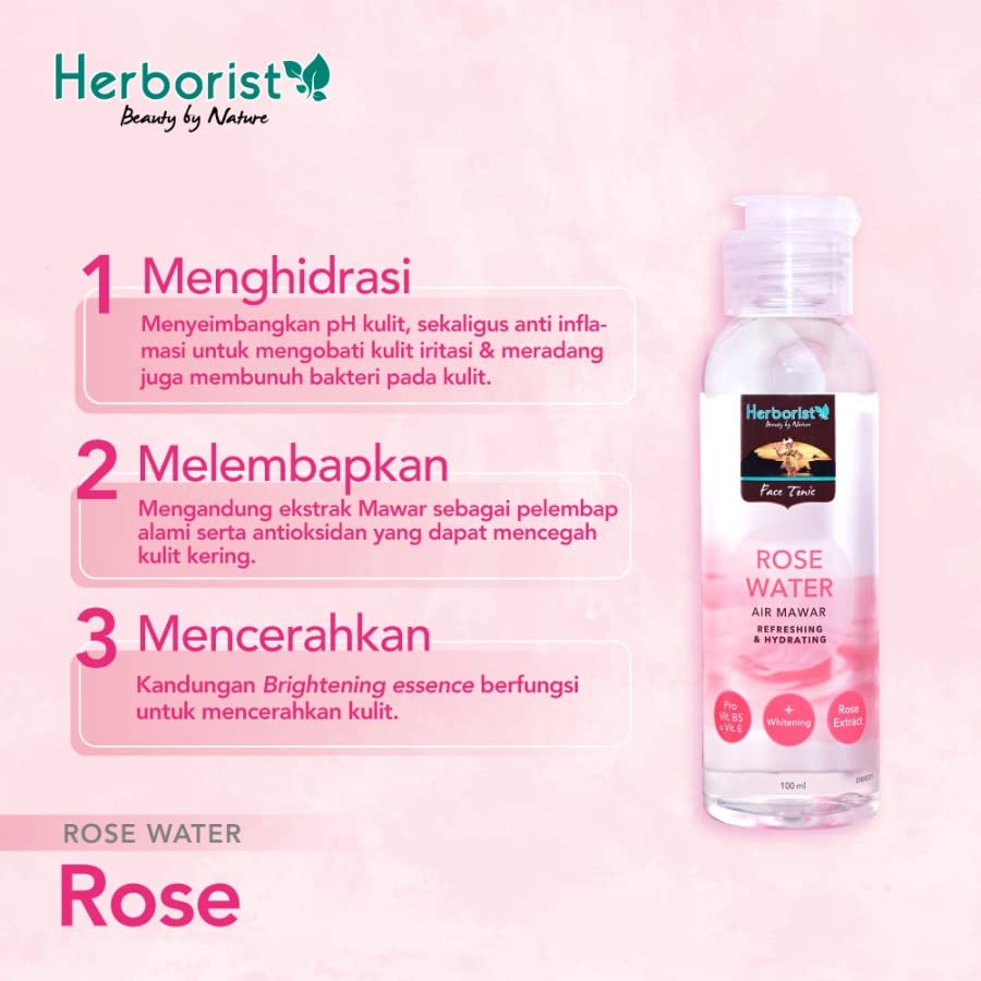 Herborist Rose Hydrating Face Toner with Rose Water - 100ml for Glowing Skin | Soothing & Moisturizing Facial Mist for Dry & Sensitive Skin | Perfect for Daily Skincare Routine & Post-Makeup Refresh
