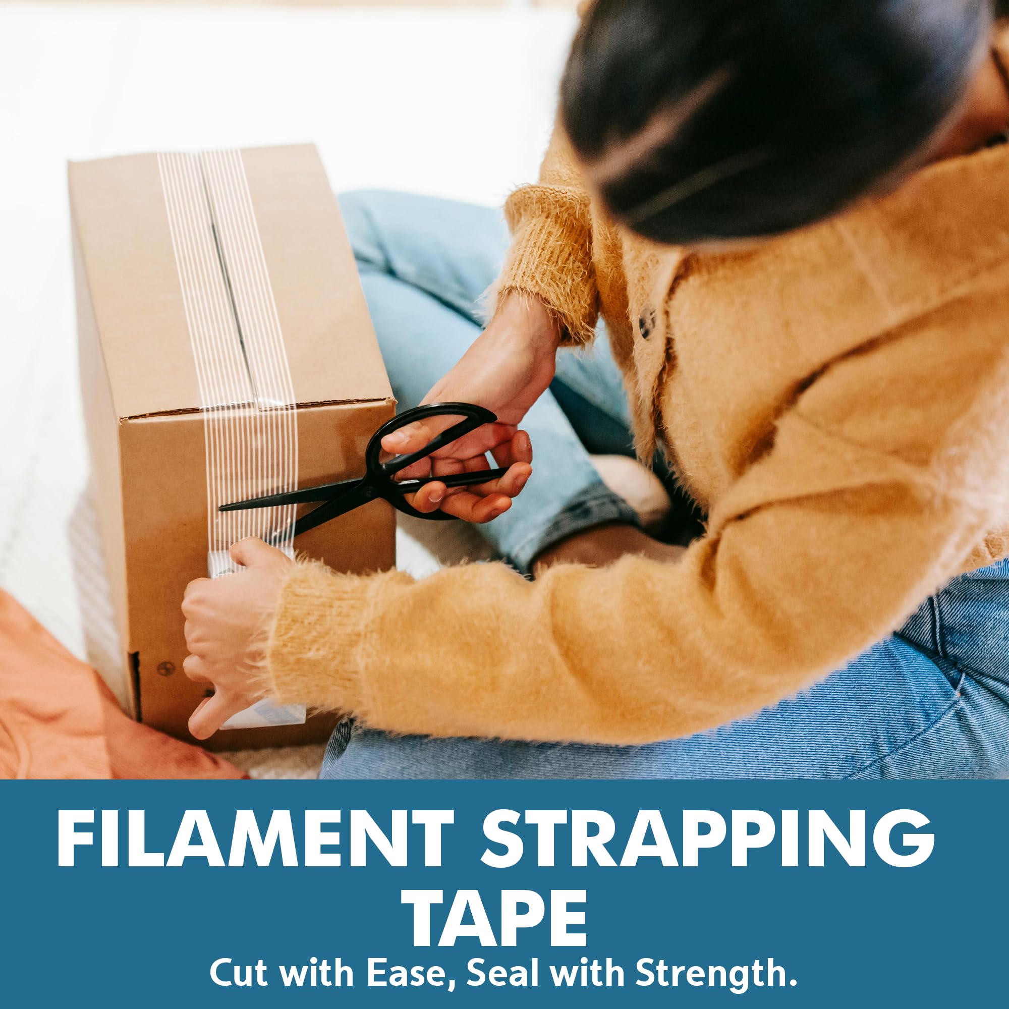 IncrediSeal 1/2 Inch x 180 Feet Clear Filament Strapping Packing Tape (72 Rolls) - Heavy Duty 5.50 Mil Shipping Tape with Strong Adhesive for Moving, Box Sealing & Packaging - Ideal for Warehouse, Ecommerce, Logistics & Home Use