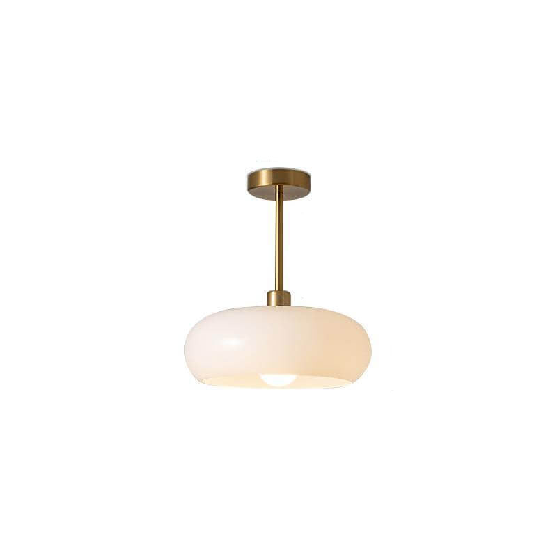 Vintage Amber Round Glass Ceiling Light Fixture - Classic Retro Pendant Lighting for Living Room, Bedroom & Dining Area