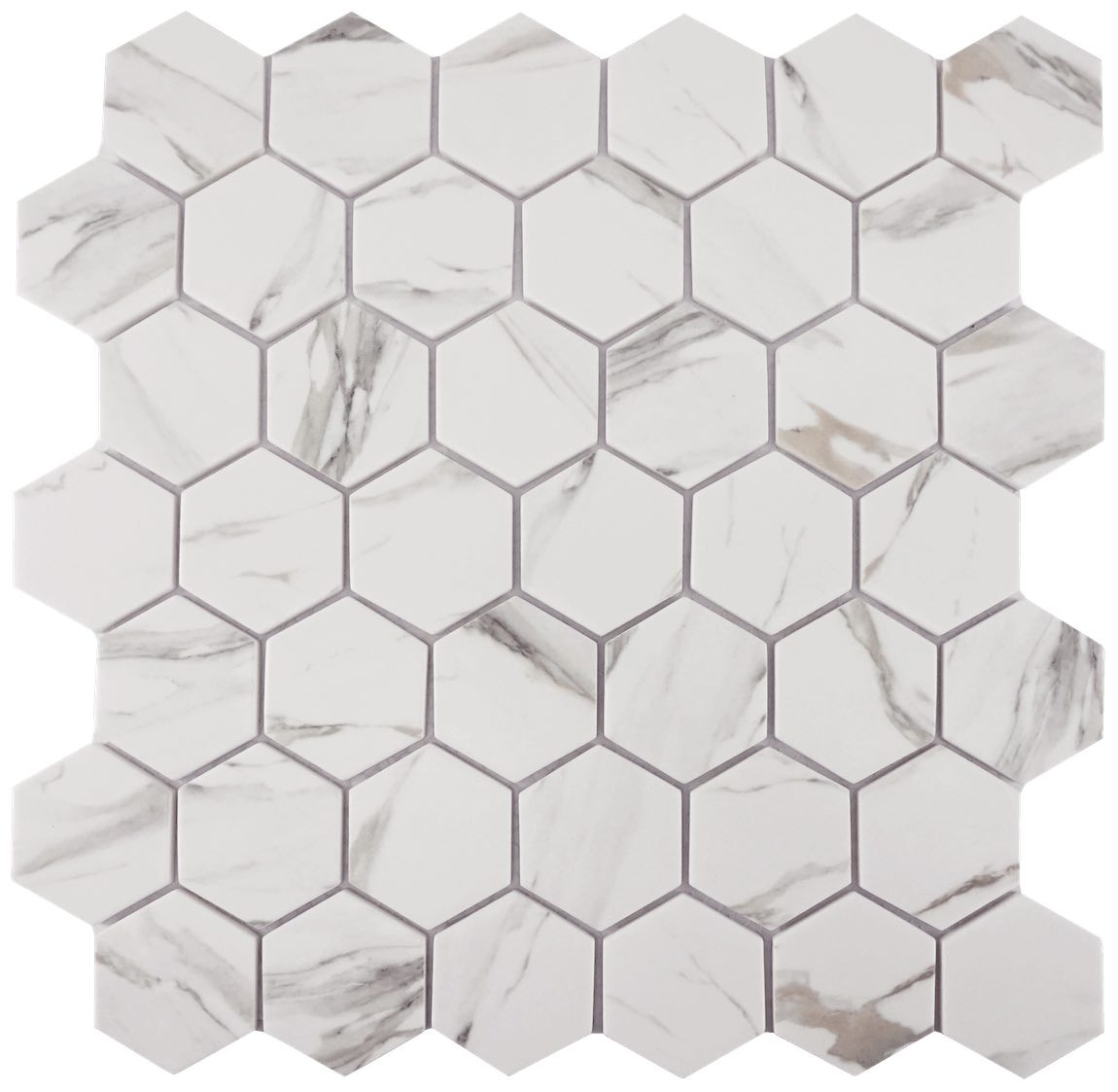 Recycled Glass Tile Calacatta Hexagon Mosaic - Eco-Friendly Backsplash for Kitchen & Bathroom - Perfect for DIY Home Renovation & Interior Design