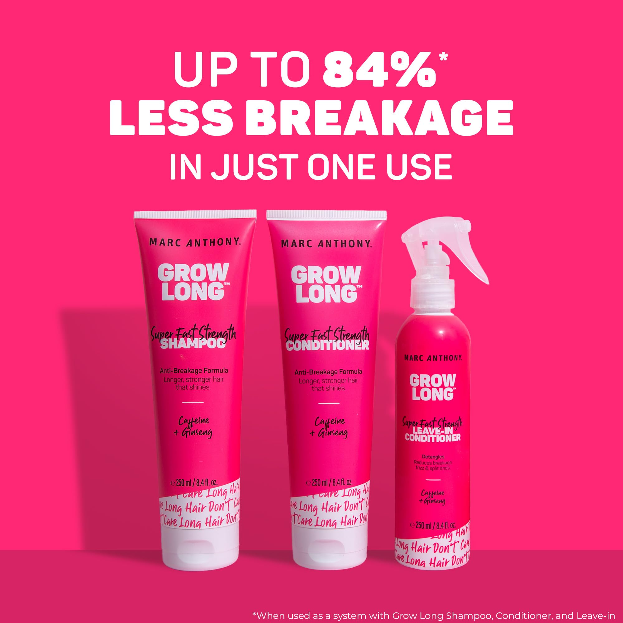 Marc Anthony Grow Long Shampoo & Conditioner Set with Caffeine & Ginseng - Anti Frizz & Breakage Treatment for Stronger, Longer Hair - 8.4 fl oz - Perfect for Damaged Hair Repair & Daily Hair Growth Routine