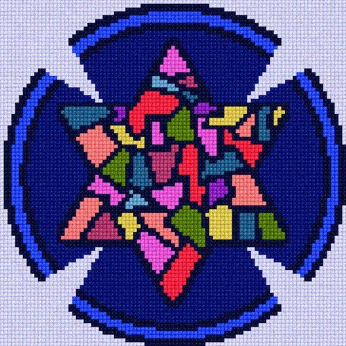 Pepita Needlepoint Kit: Star Stained Glass Yarmulke (7