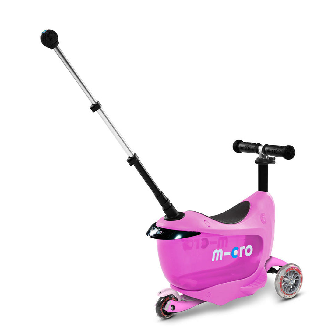 Micro Mini 2Go Deluxe Plus 3 Wheel Scooter for Kids - Lightweight Foldable Kick Scooter with Adjustable Handlebar, Pink | Perfect for School, Park & Neighborhood Rides