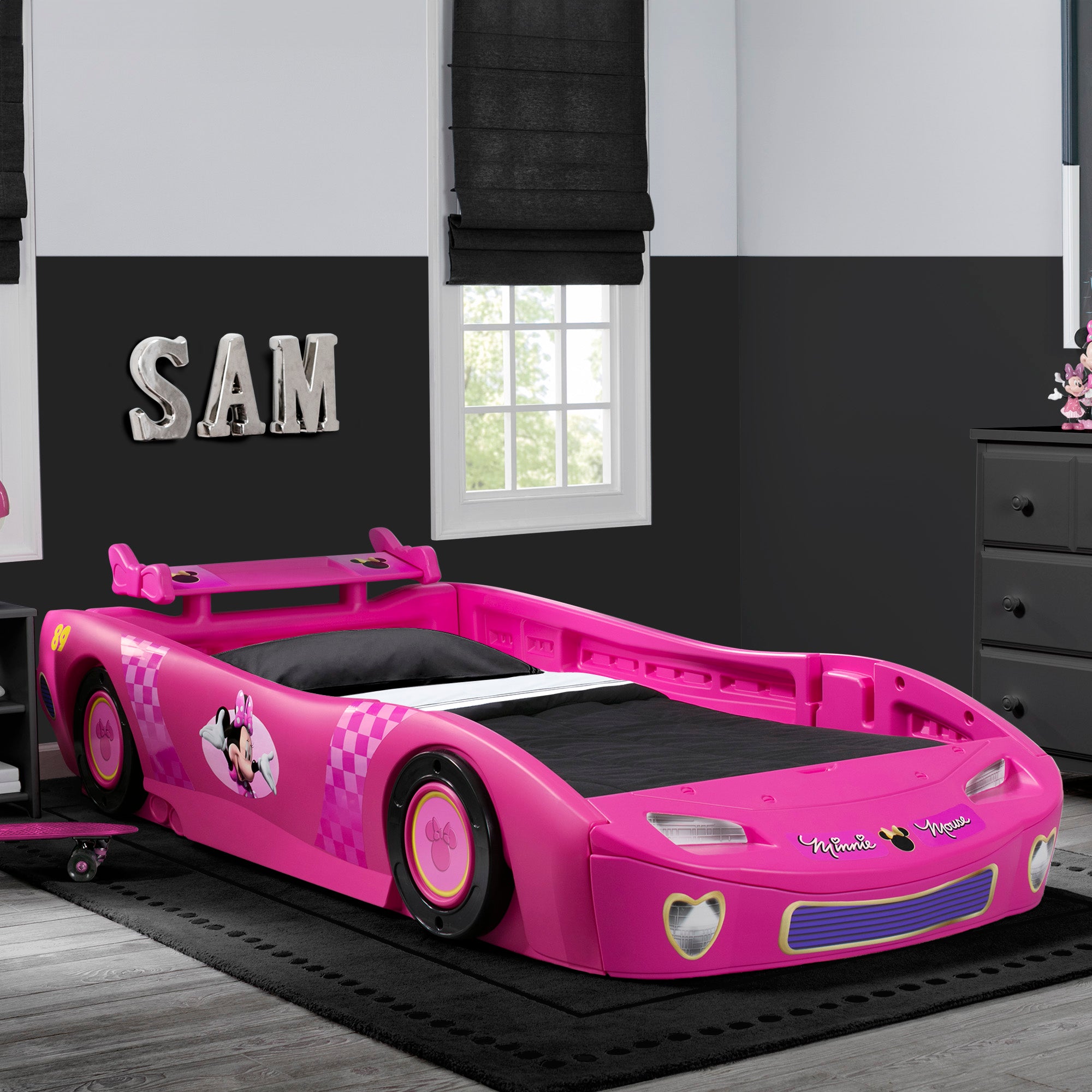 Minnie Mouse Twin Bed for Kids - Disney Princess Themed Car-Shaped Bed for Girls' Room Decor - Perfect for Toddler Bedrooms, Playrooms, and Disney-Themed Nurseries