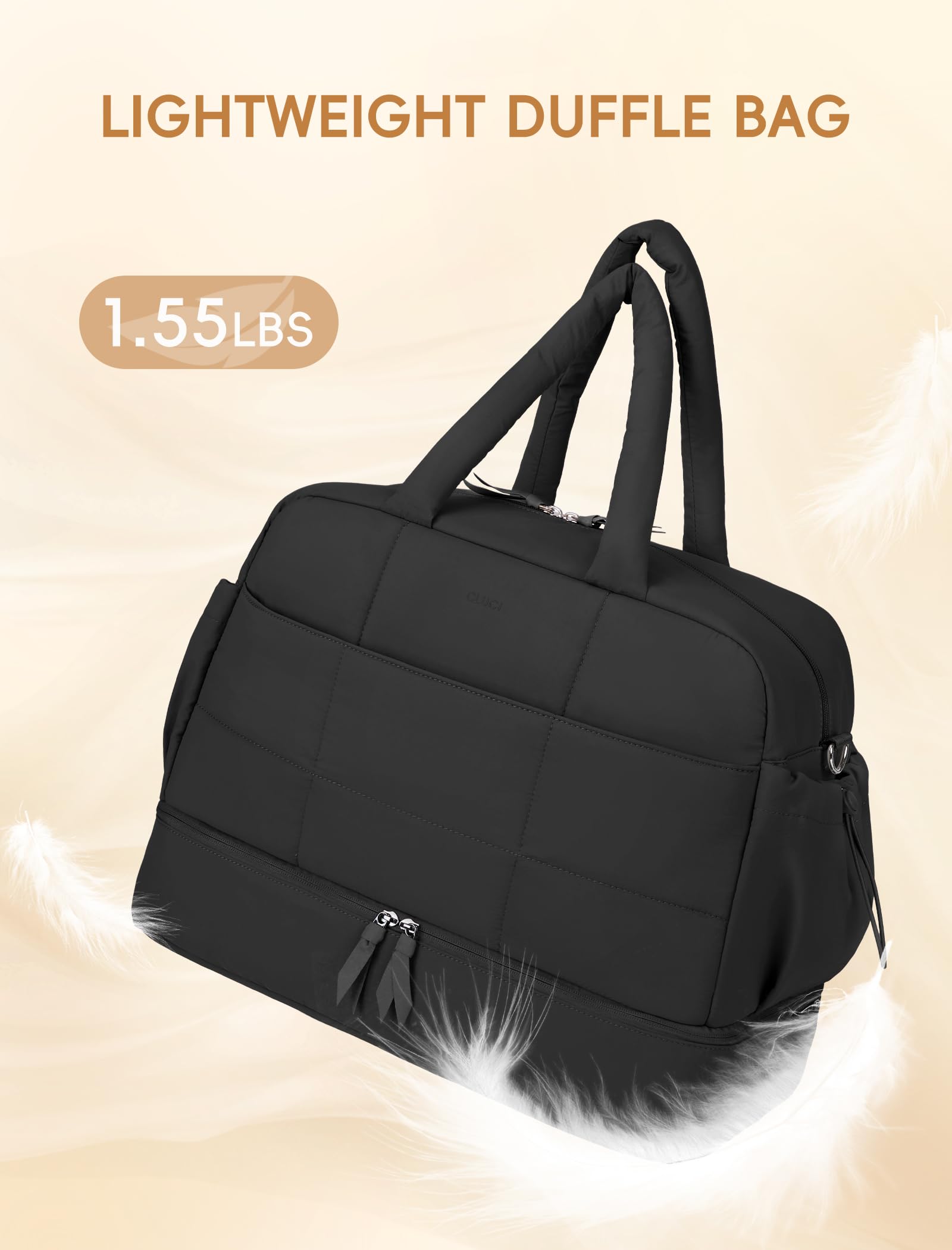 CLUCI Women's Travel Duffle Bag - Lightweight Carry-On Weekender with Shoe Compartment & Wet Pocket | Gym, Overnight, Weekend Getaway & Airplane Luggage Bag for Active Women