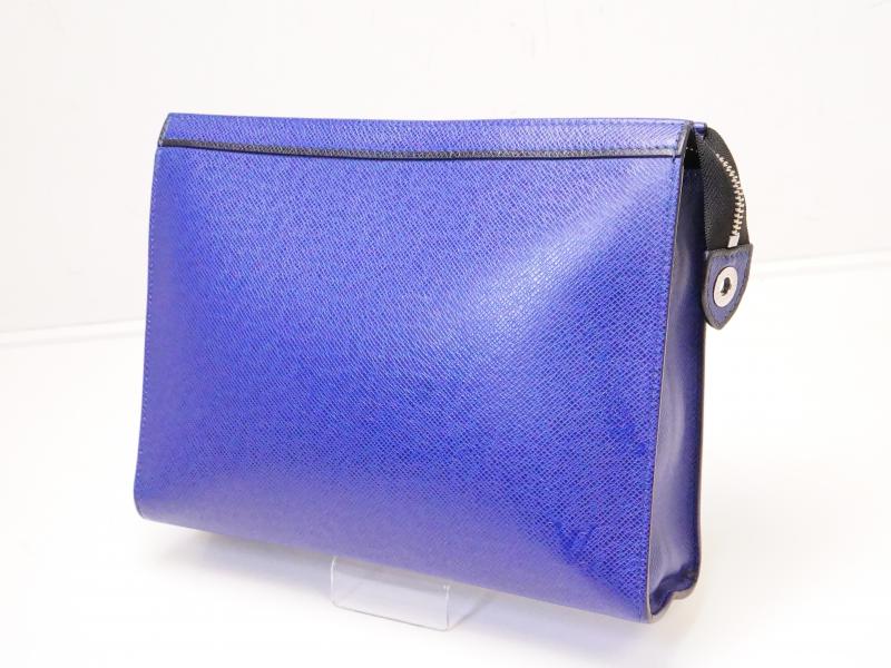 Authentic Pre-Owned Louis Vuitton Taiga Cobalt Blue Pochette Voyage Clutch Bag Pouch M30575 210717 | Luxury Vintage Handbag for Women | Perfect for Travel, Evening Events & Special Occasions
