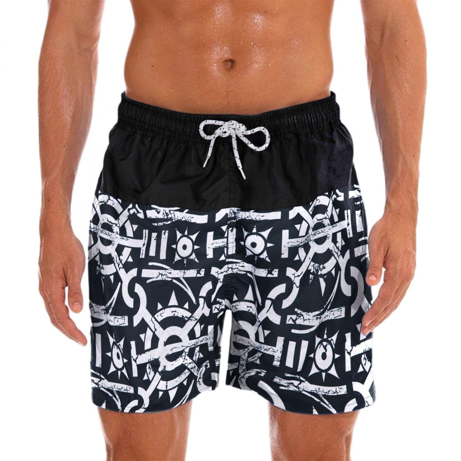 **Men's Black Swim Trunks - Quick-Dry Swim Shorts for Swimming, Surfing, Running & Beach Sports | Comfortable Board Shorts for Pool, Gym & Outdoor Activities**
