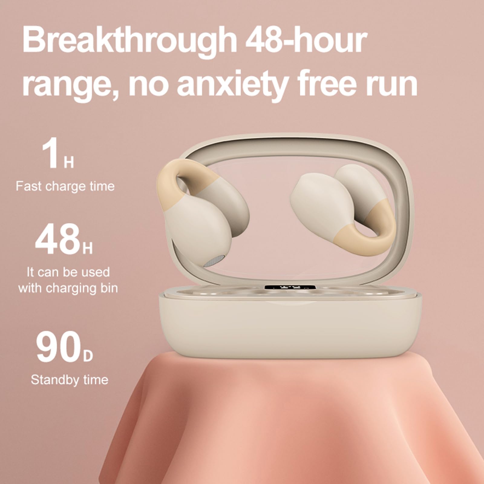 Open Ear Bluetooth Headphones - Wireless Bone Conduction Headset with Secure Ear Clips for Running, Cycling & Workouts | Sweatproof & Comfortable for All-Day Use