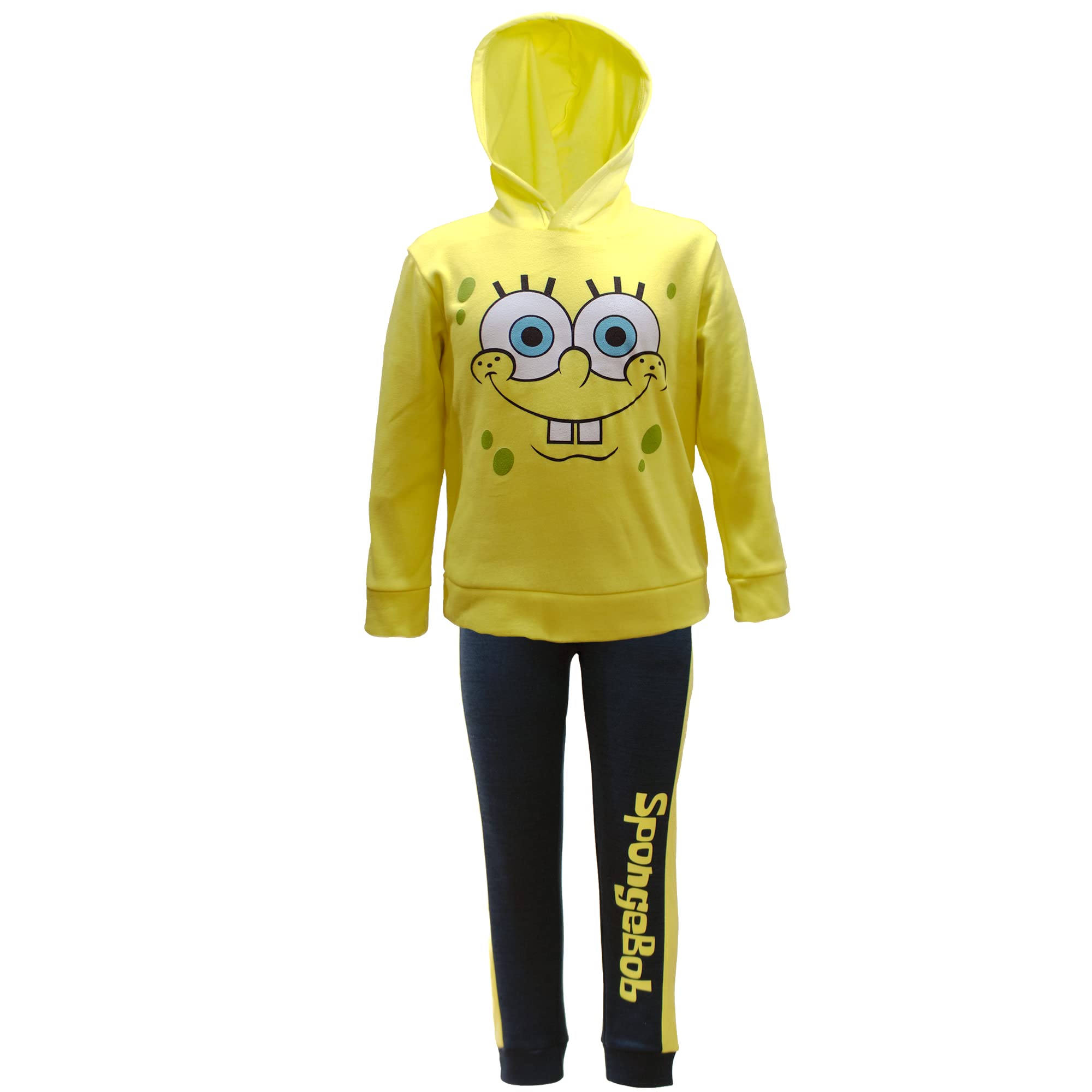 SpongeBob SquarePants 2-Piece Fleece Set for Boys - Hoodie & Jogger Pants | Kids Cartoon Character Outfit | Perfect for Playdates, School & Family Activities