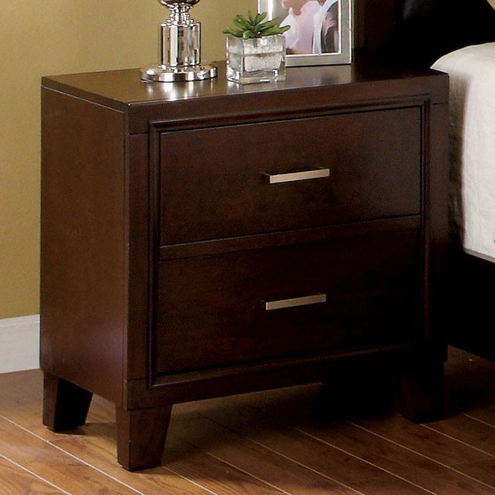 Furniture of America Enrico I Brown Cherry Nightstands - 24 Inch Height Bedside Tables for Bedroom, Living Room & Guest Room - Solid Wood Night Stand with Drawer & Shelf Storage