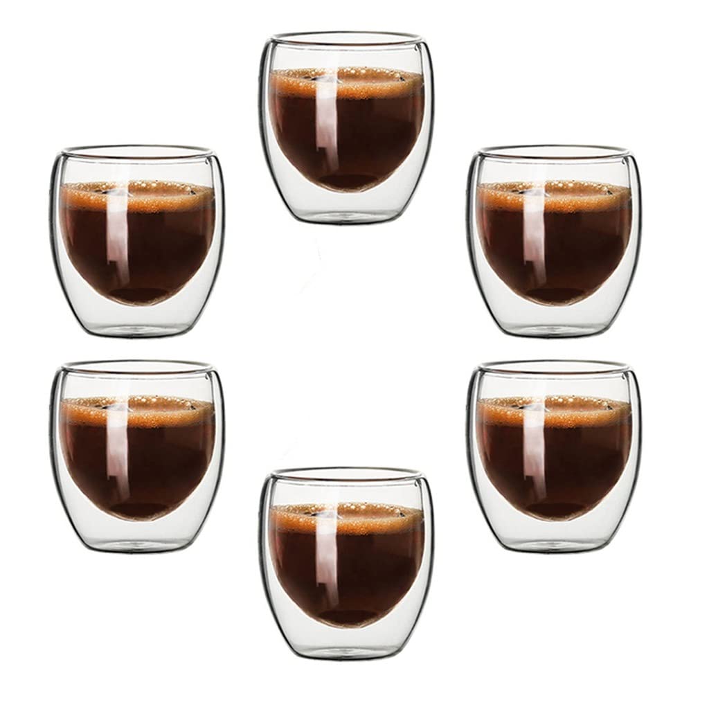 CCBUY 80ML Double Wall Insulated Glass Cup - Handmade Clear Tea, Whisky & Espresso Coffee Mug - Perfect for Hot/Cold Beverages, Home, Office & Cafe Use (One Size, Color A)
