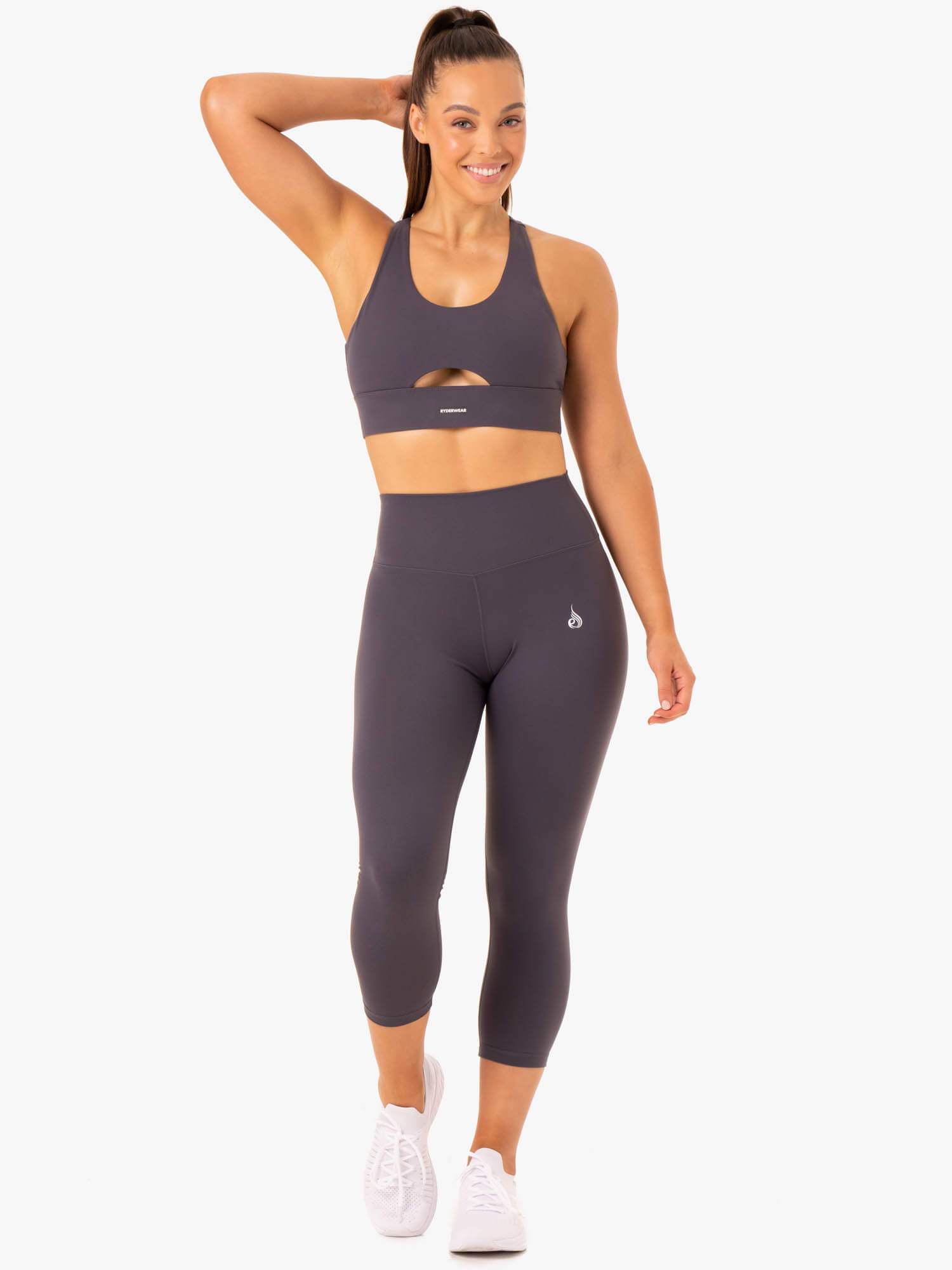 High-Performance Racerback Sports Bra for Women - Breathable Workout Top in Charcoal Grey | Ideal for Running, Yoga & Gym Training
