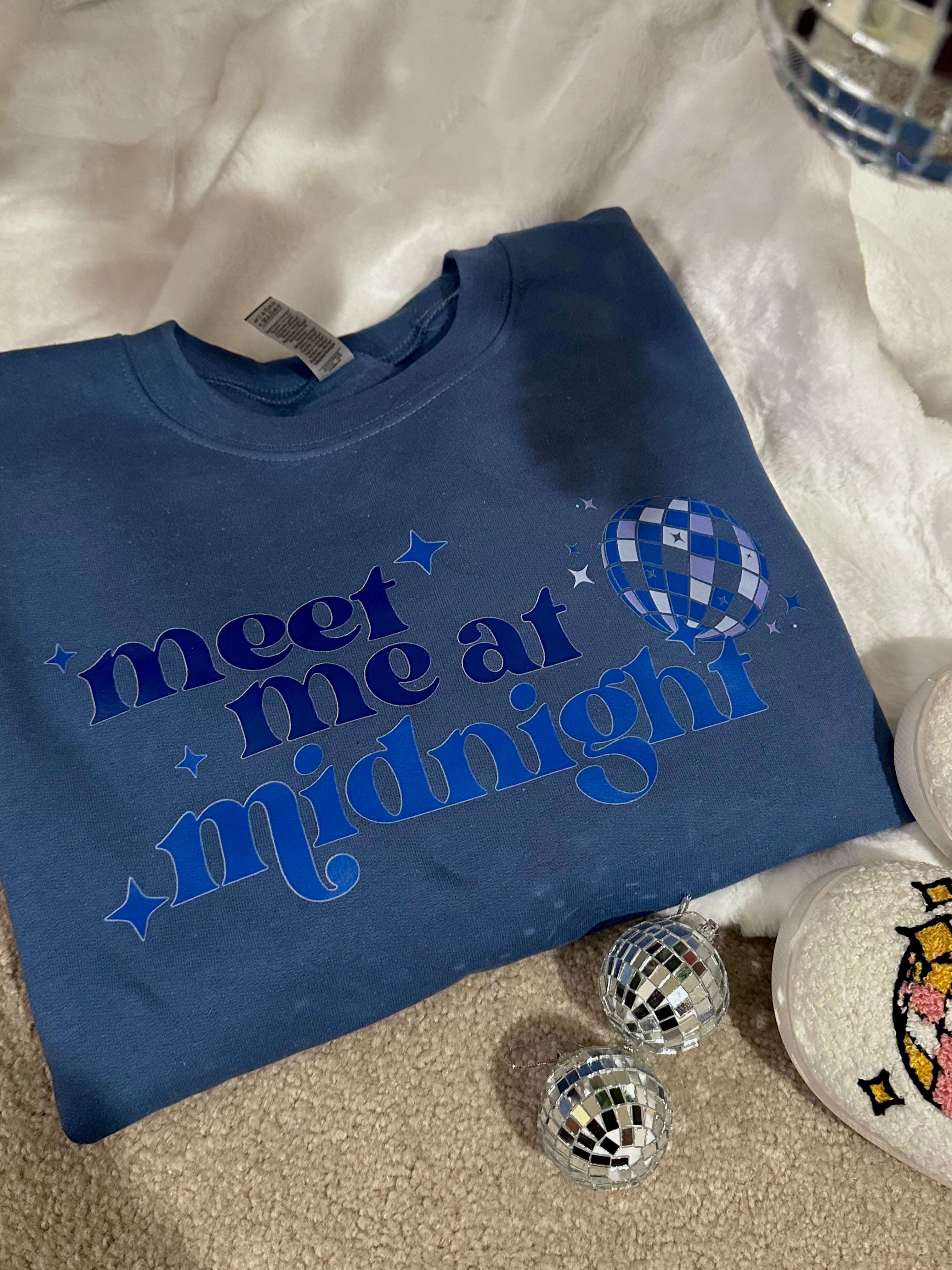 Meet Me At Midnight Sweatshirt - Cozy Pullover for Women | Perfect for Late Night Hangouts & Casual Outfits