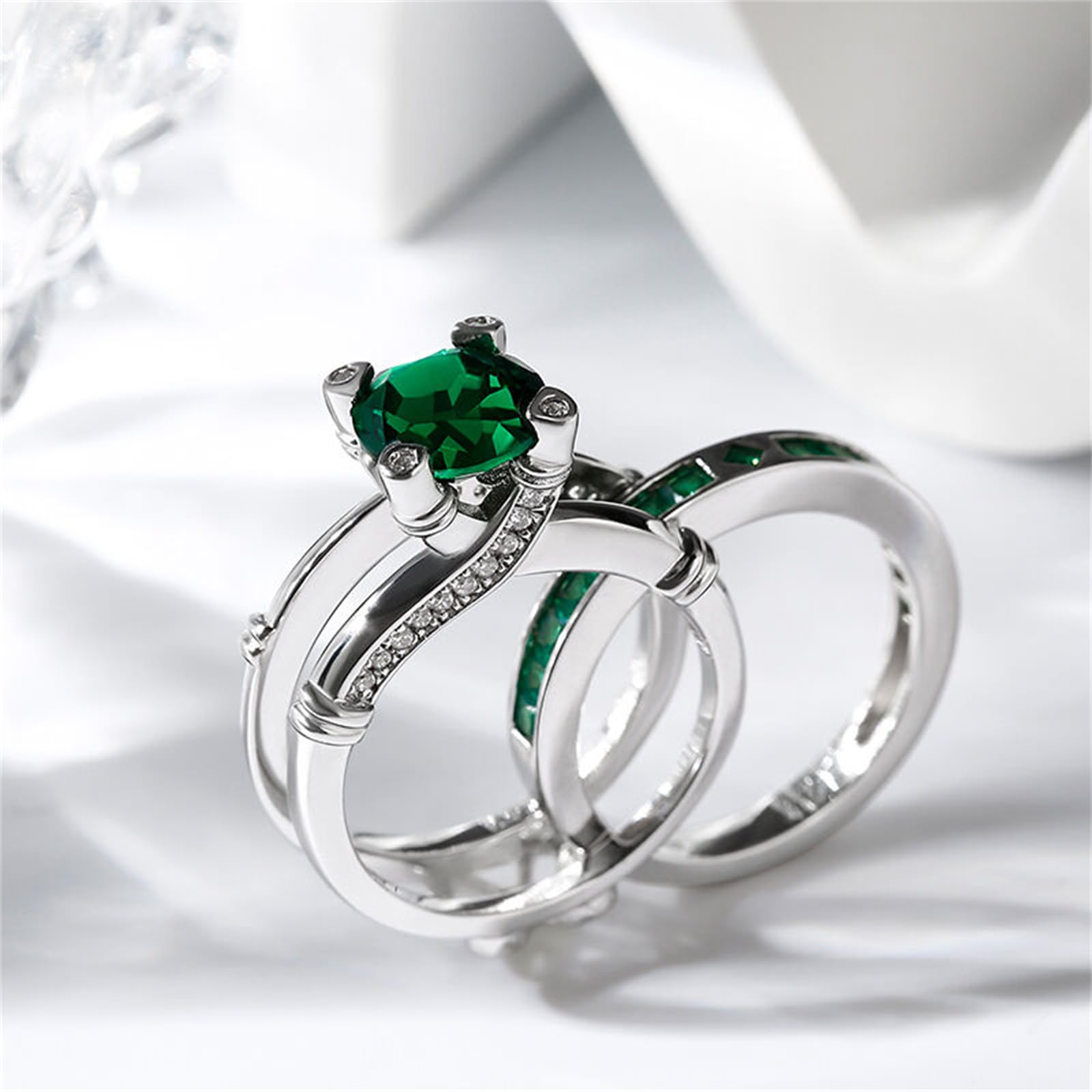 Jeulia Diamond Band Rings for Women - Sterling Silver CZ Interchangeable Ring Sets | Wedding, Engagement, Anniversary, Promise, Bridal Jewelry | Perfect for Gifts & Special Occasions