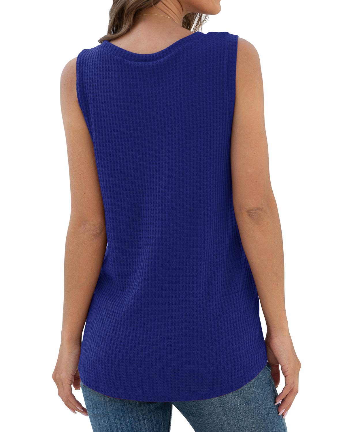 IWOLLENCE Women's Waffle Knit Tank Top - Casual Sleeveless Blouse with Twist Knot Detail | Cute Tunic for Summer, Beach, and Everyday Wear