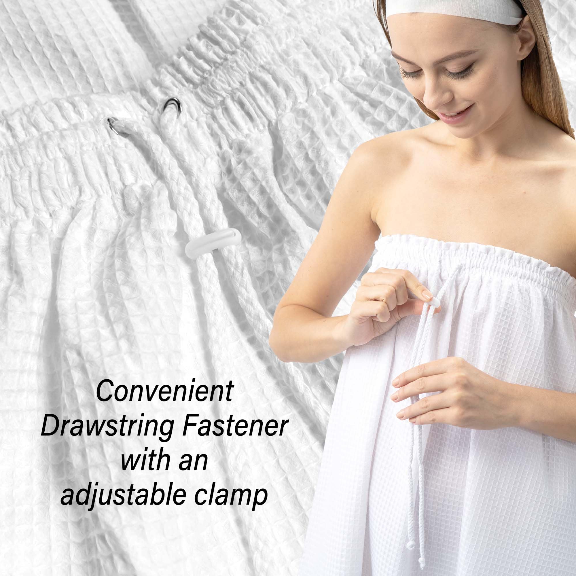 APPEARUS Women's Spa Wrap - Lightweight Waffle Weave Bathrobe with Adjustable Drawstring for Shower, Spa & Relaxation at Home | Soft Terry Cloth Robe for Post-Bath Comfort