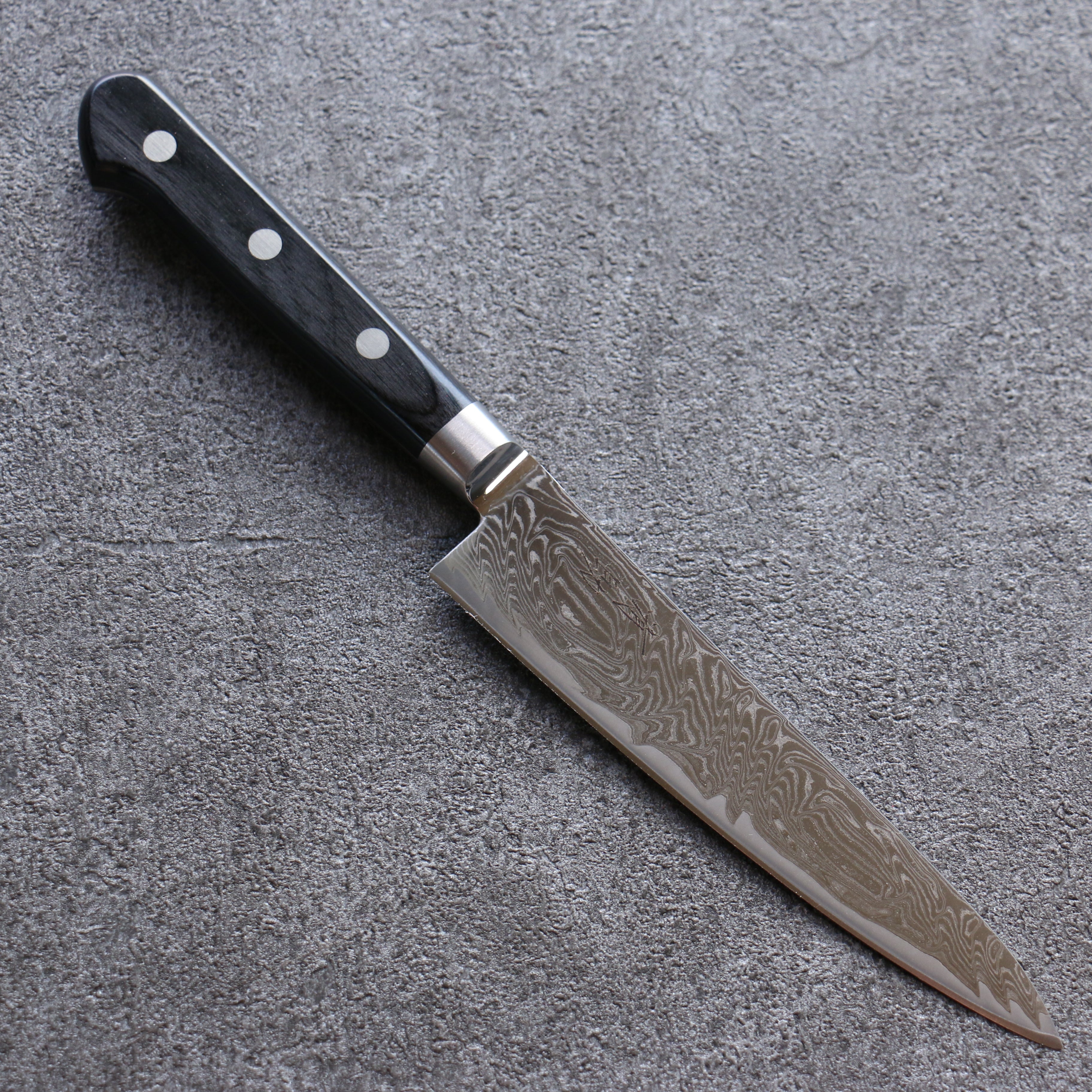Premium AUS10 Damascus Steel Petty Knife 135mm - Mirrored Finish, Black Pakka Wood Handle - Perfect for Slicing, Peeling & Precision Kitchen Tasks