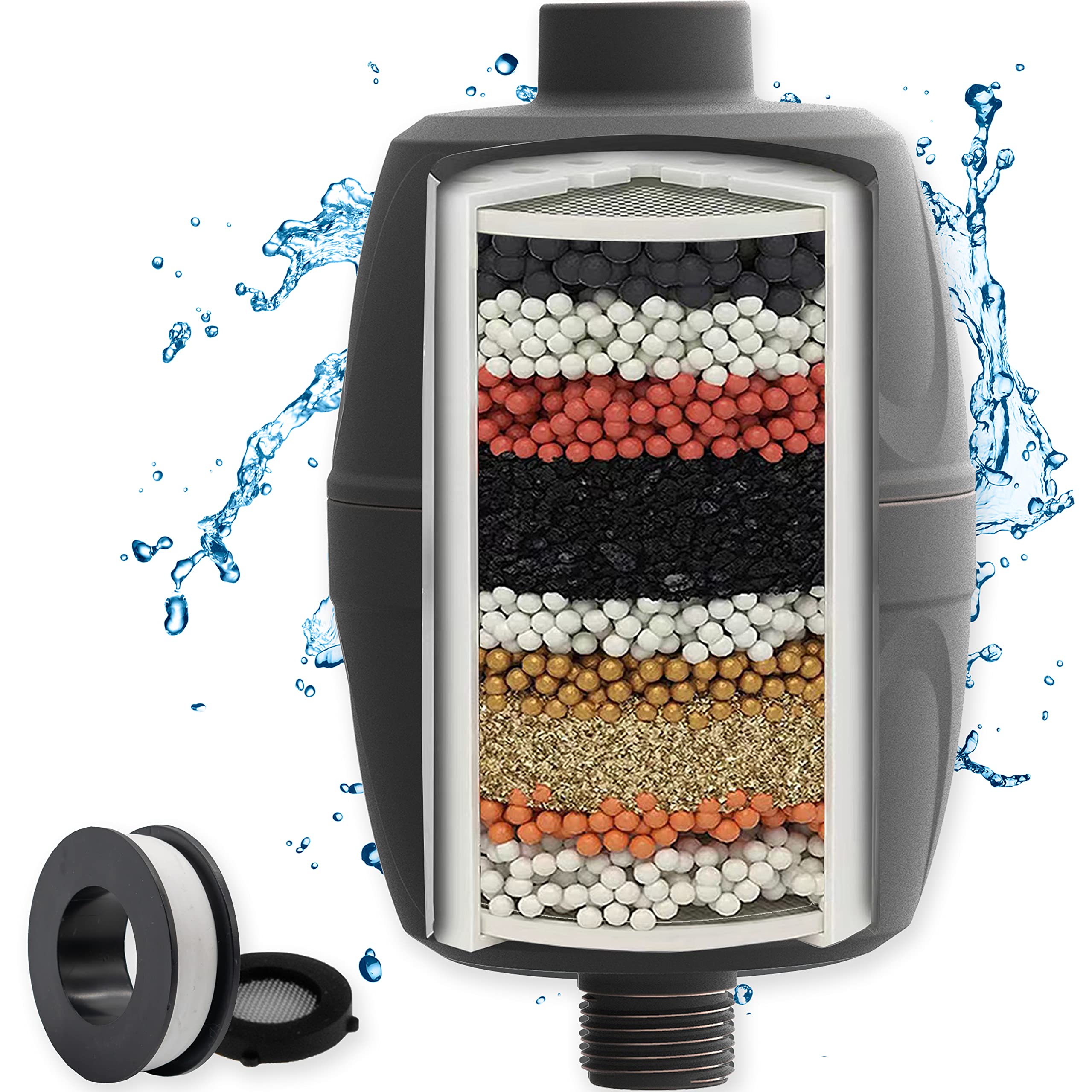 Aqua Elegante 16-Stage Universal Shower Filter - Removes Chlorine & Hard Minerals - Activated Charcoal Water Softener System - Oil-Rubbed Bronze Finish | For Healthy Skin & Hair, Reduces Dryness & Irritation - Perfect for Homes with Hard Water