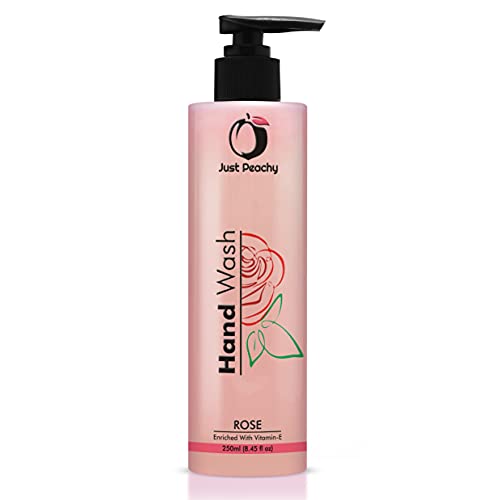 Just Peachy Moisturizing Rose Hand Wash with Vitamin E - 250ml | Hydrating & Nourishing for Soft Hands | Perfect for Home, Office & Bathroom Use (Buy 2 Get 1 Free)