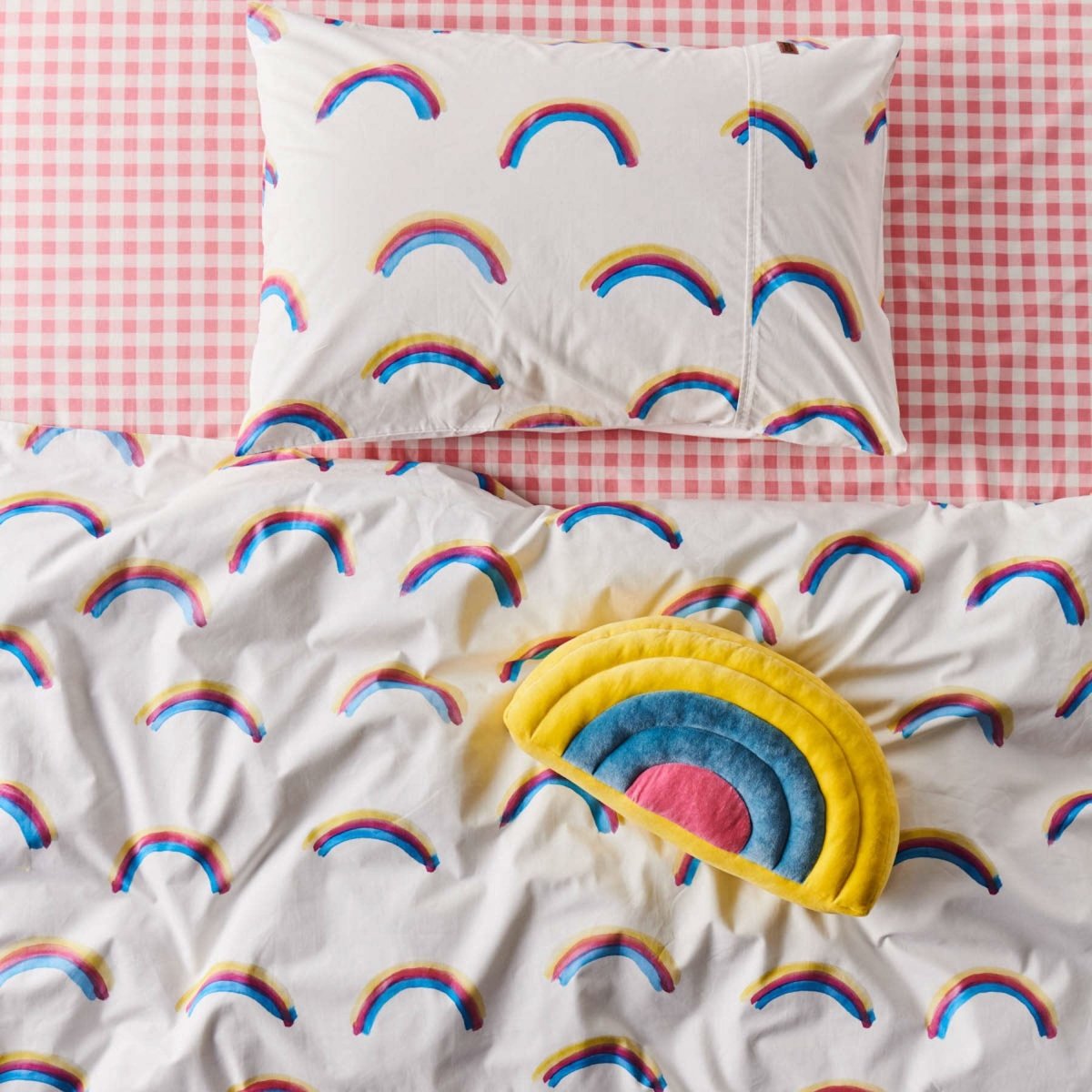 Rainbow Love Organic Cotton Single Pillowcase - Soft Hypoallergenic Bedding for Kids & Adults - Perfect for Home, Nursery, Dorm & Travel