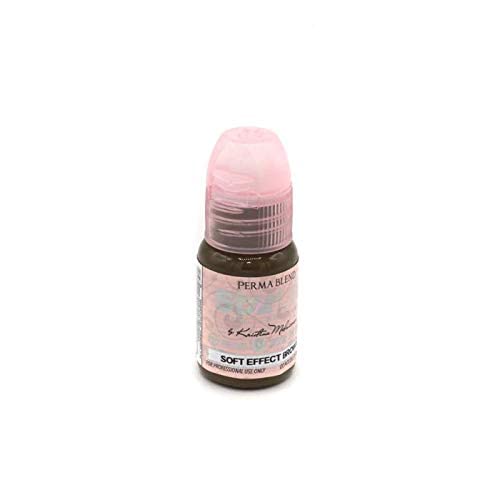Perma Blend Permanent Eyeliner Makeup Pigment - Professional Cosmetic Tattoo Ink for Eyebrows & Lips (Soft Effect Brown, 0.5oz) | Long-Lasting Microblading & PMU Supplies | Ideal for Salon Professionals & Home Use
