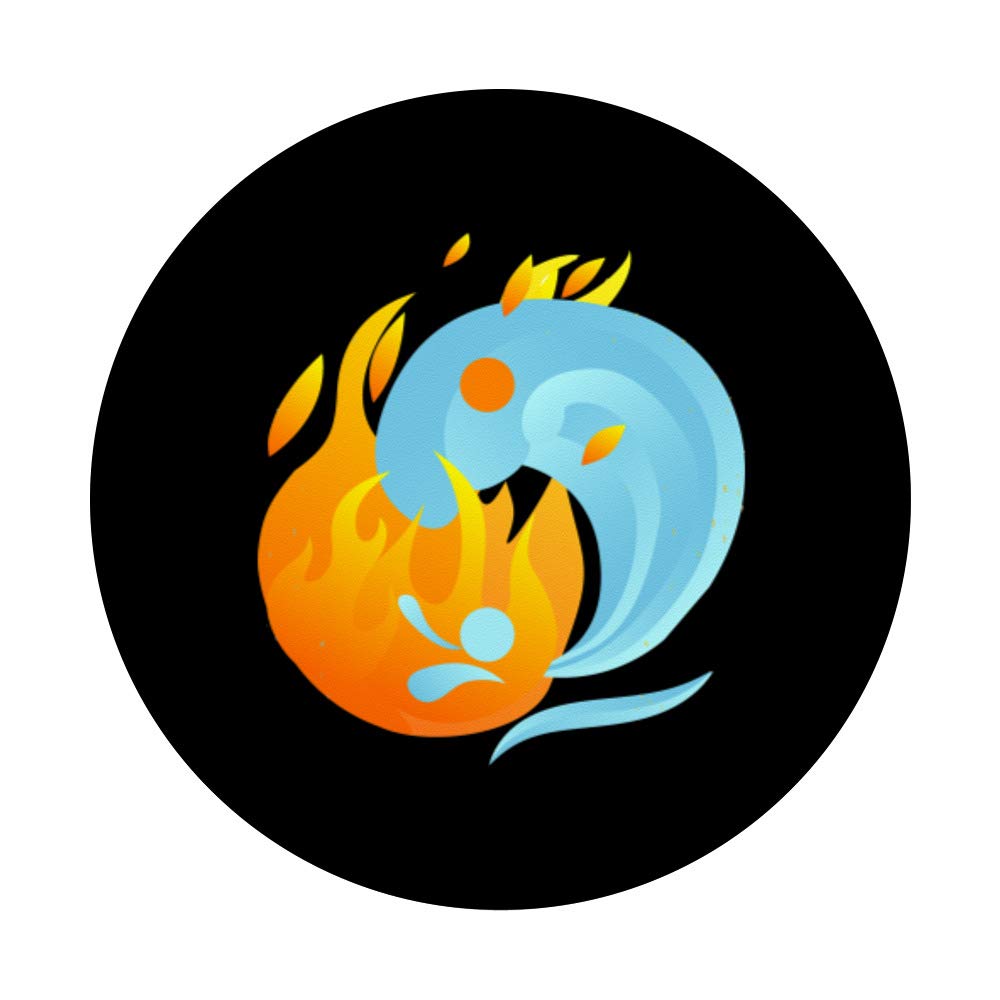 Yin Yang Balance Fire Water Fireman Rescue Force PopSocket Swappable PopGrip - Perfect for Phone Cases, Laptops & Emergency Responders Gifts